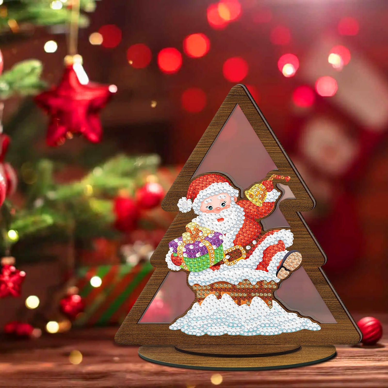 Un cuadro de diamantes 5D de Papá Noel en la chimenea