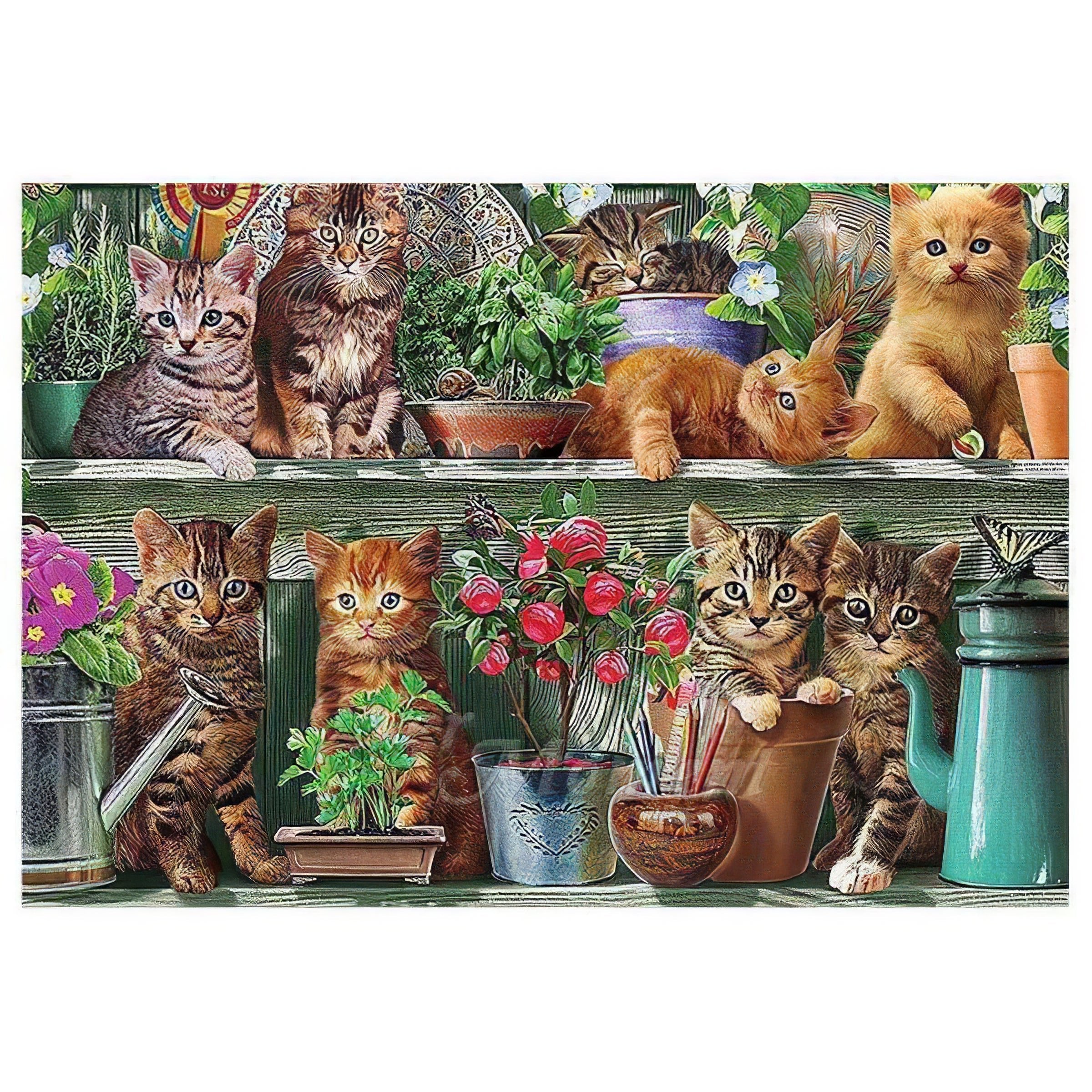 Una pintura de diamantes llamado 'Gatos con plantas' - Meencantalapinturadediamantes