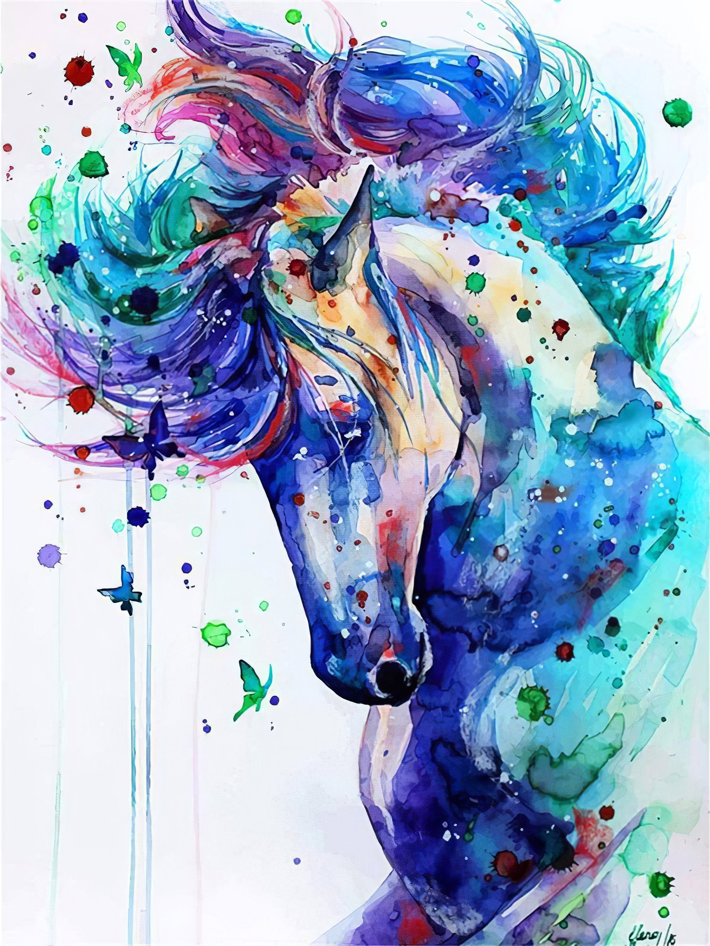 Una pintura de diamantes llamado 'Caballo abstracto' - Meencantalapinturadediamantes