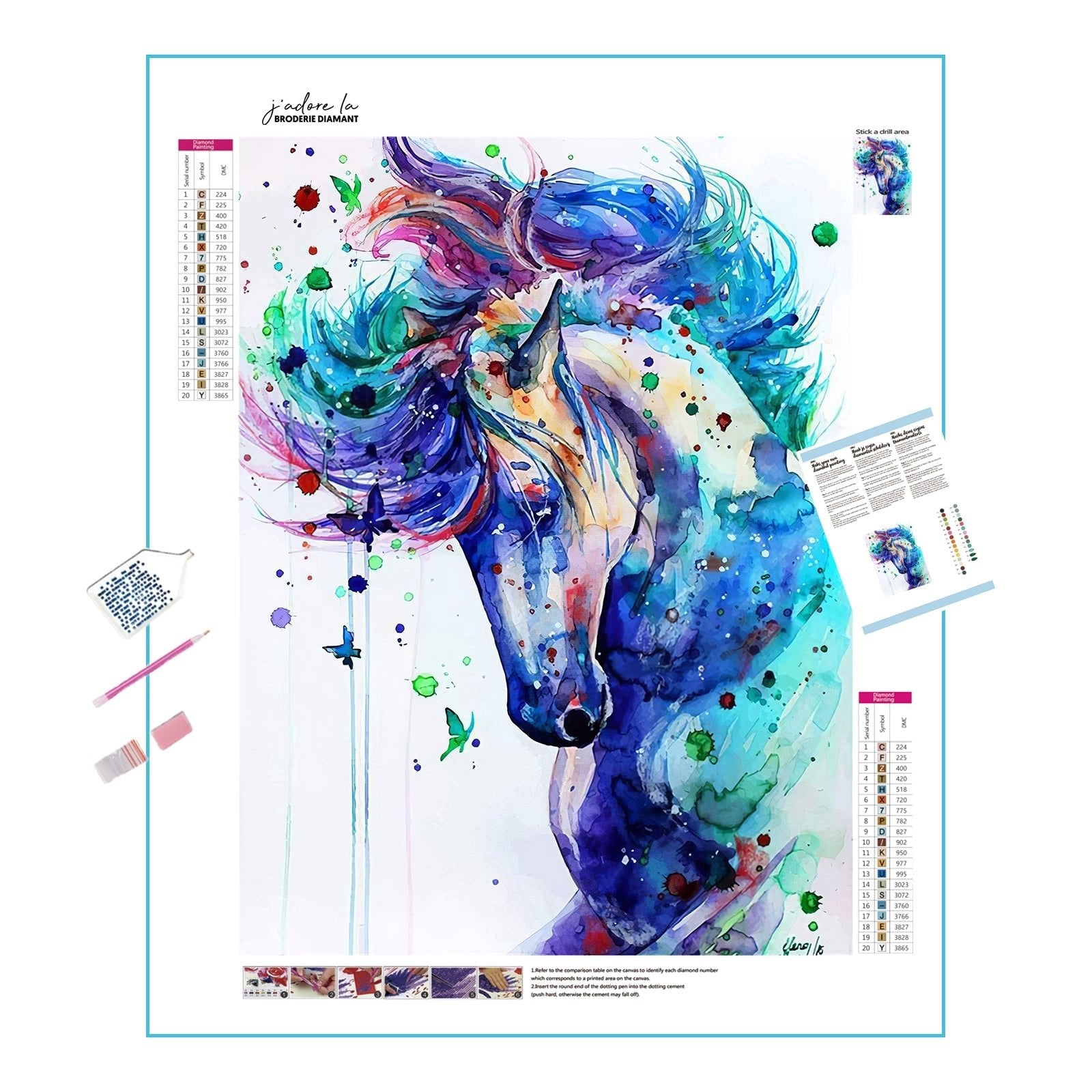 Una pintura de diamantes llamado 'Caballo abstracto' - Meencantalapinturadediamantes