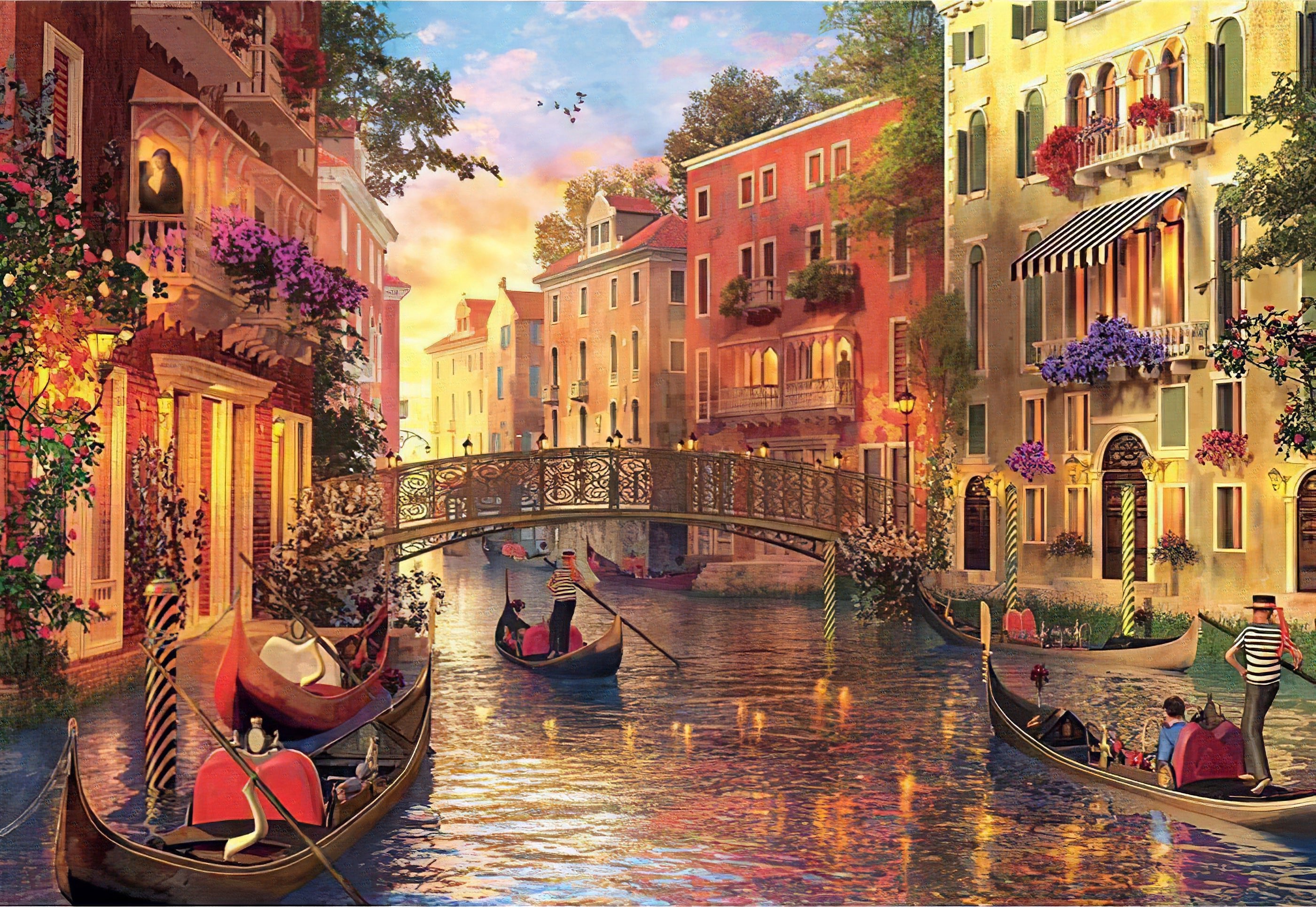 Una pintura de diamantes llamado 'Puesta de sol Puente de Venecia' - Meencantalapinturadediamantes