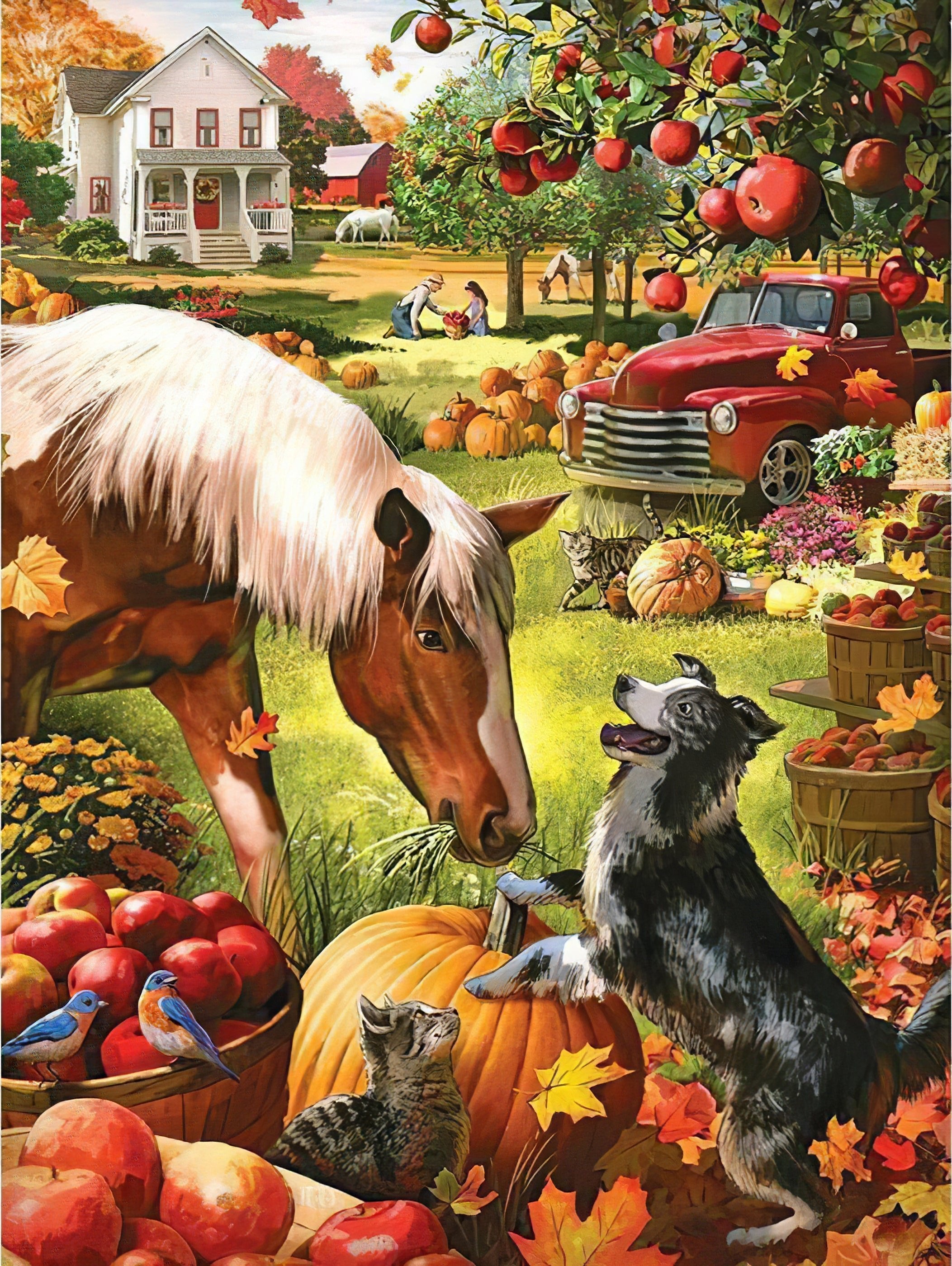Una pintura de diamantes llamado 'Halloween de caballos y perros' - Meencantalapinturadediamantes