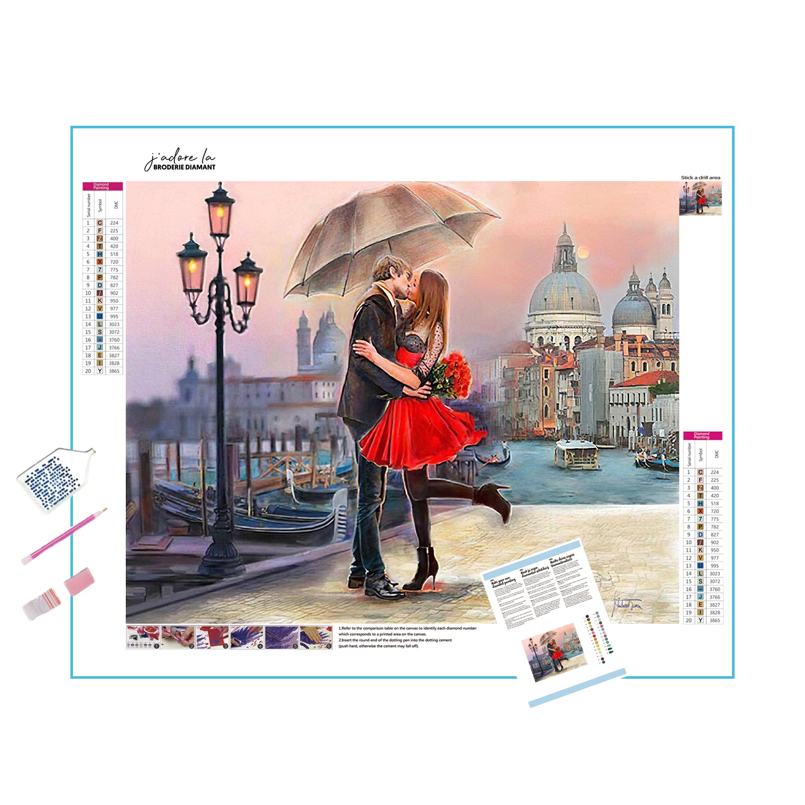 Una pintura de diamantes llamado 'Pareja en Venecia' - Meencantalapinturadediamantes