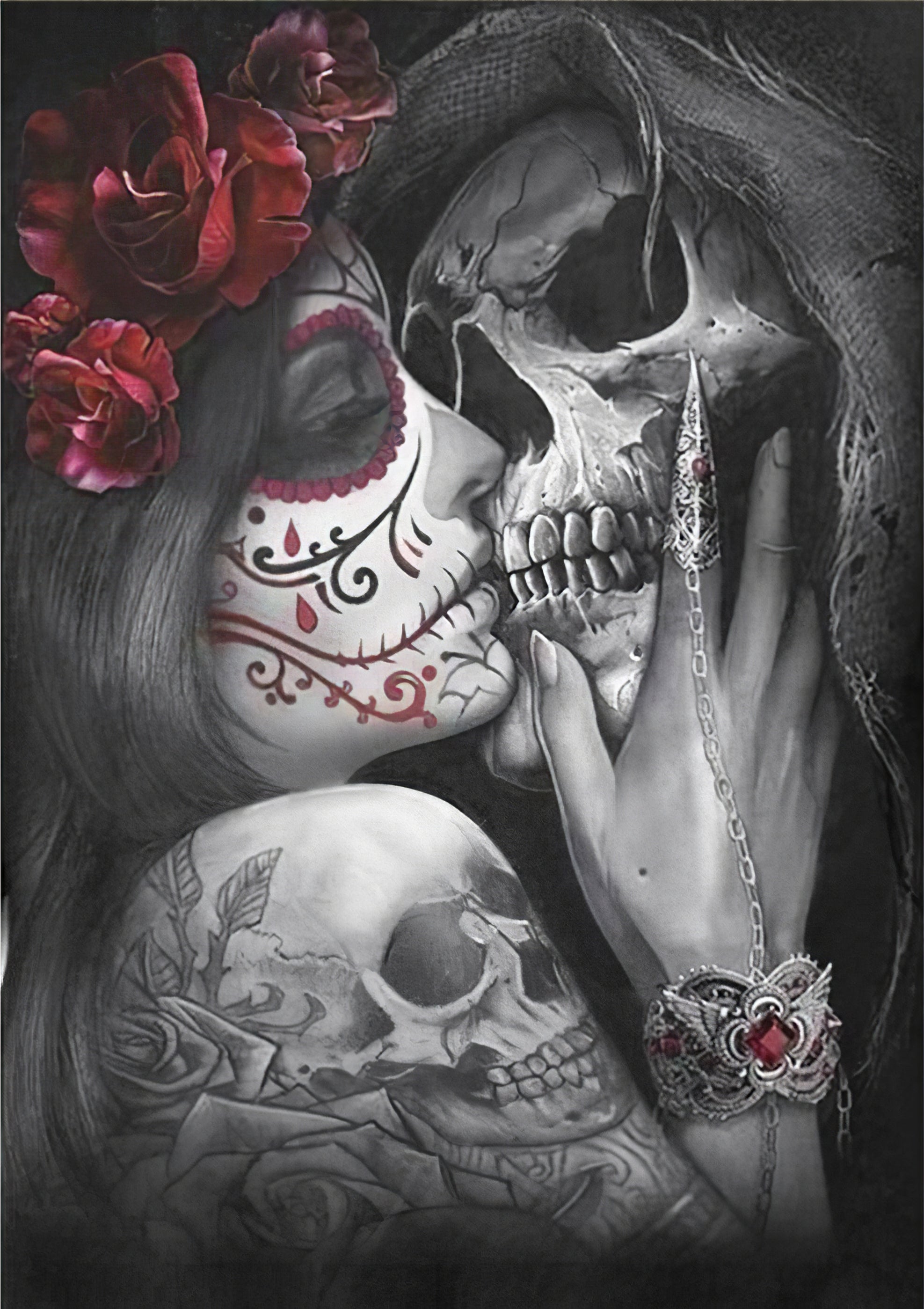 Una pintura de diamantes llamado 'Calavera romantica' - Meencantalapinturadediamantes