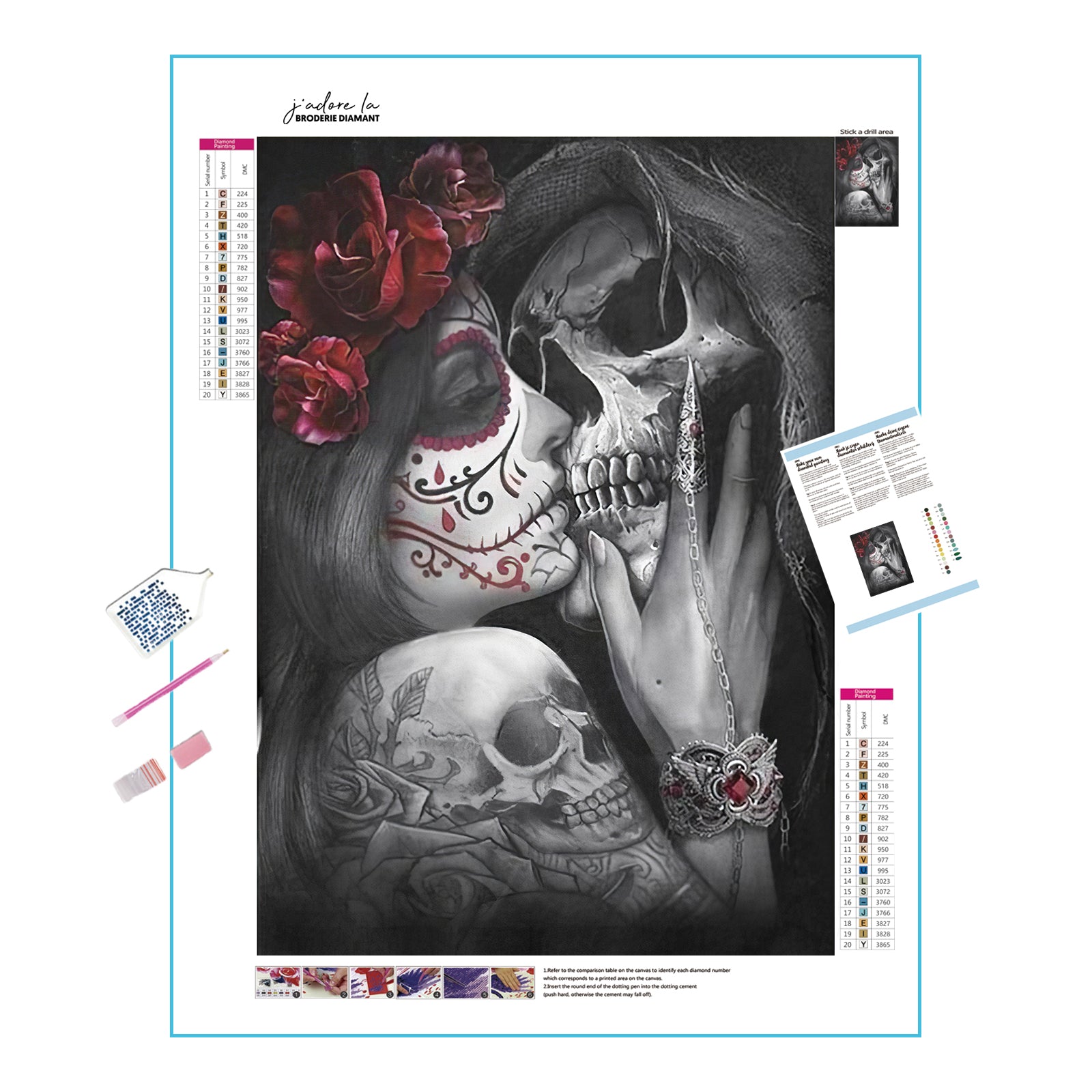 Una pintura de diamantes llamado 'Calavera romantica' - Meencantalapinturadediamantes