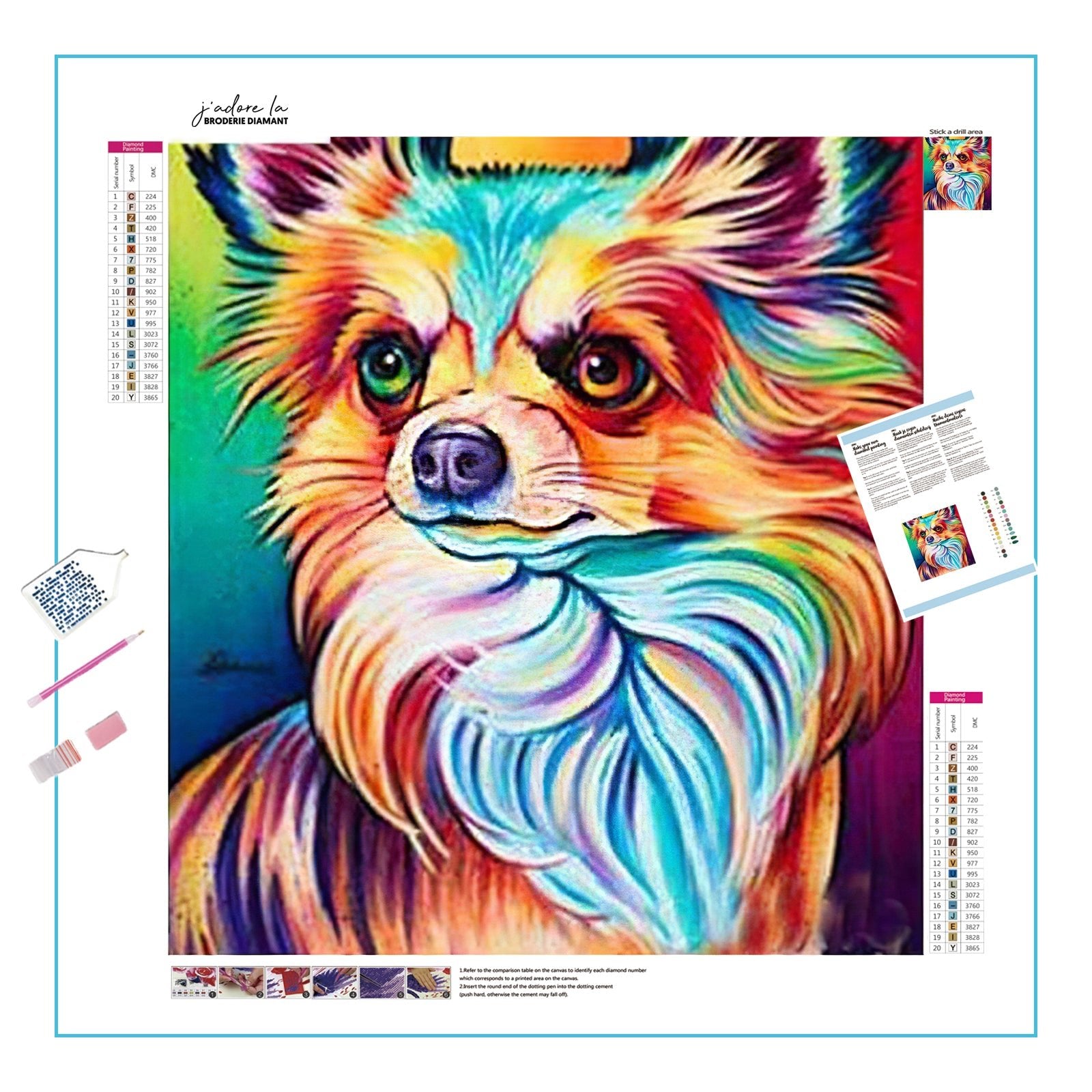 Una pintura de diamantes llamado 'Perro chihuahua' - Meencantalapinturadediamantes