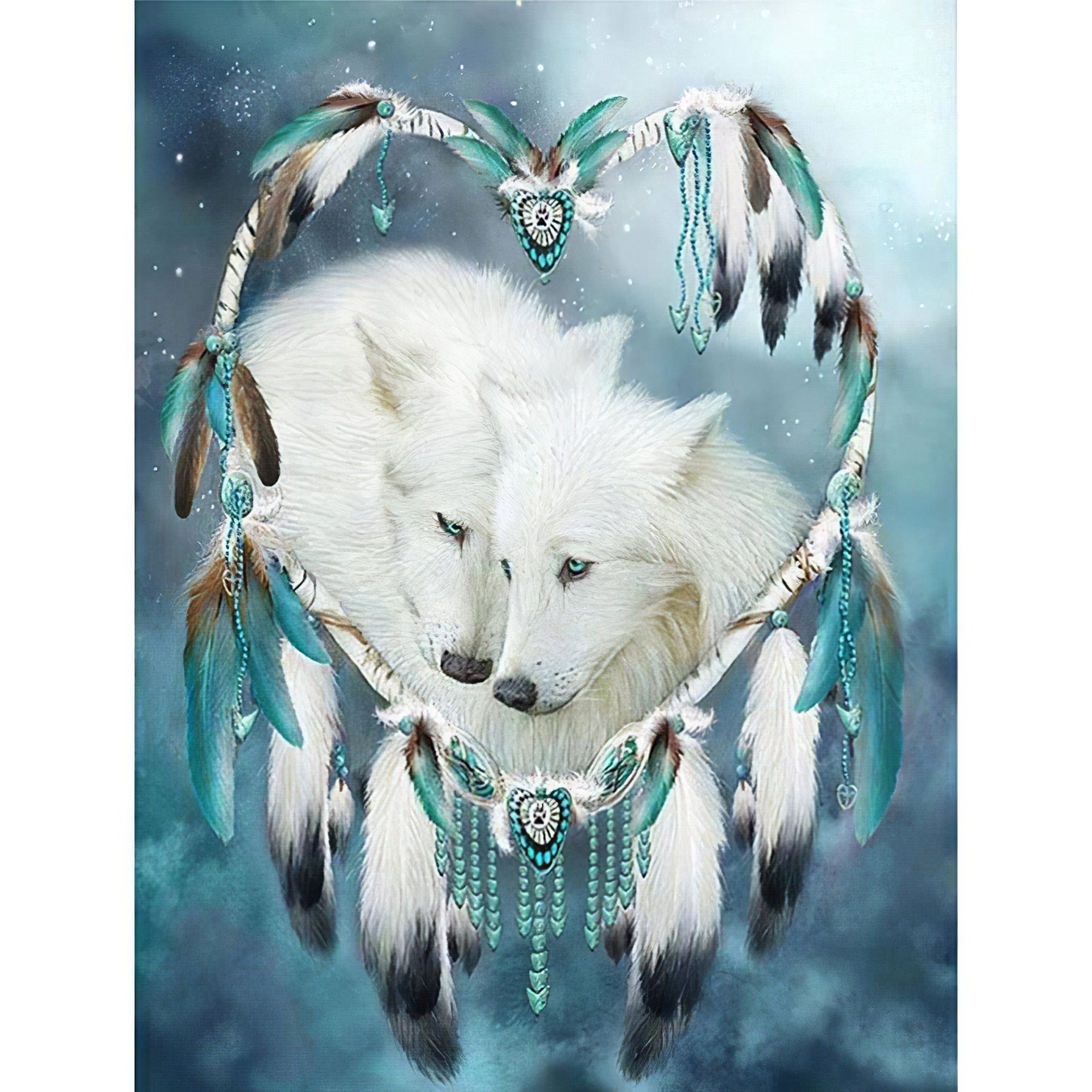 Una pintura de diamantes llamado 'Dos lobos blancos' - Meencantalapinturadediamantes