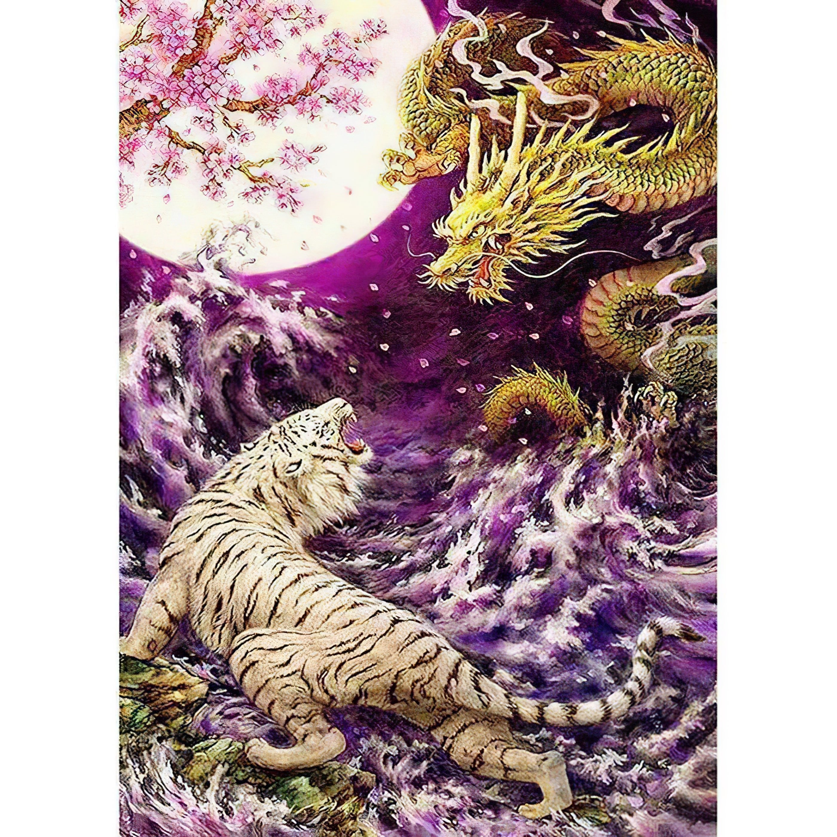 Una pintura de diamantes llamado 'Dragón chino VS tigre' - Meencantalapinturadediamantes