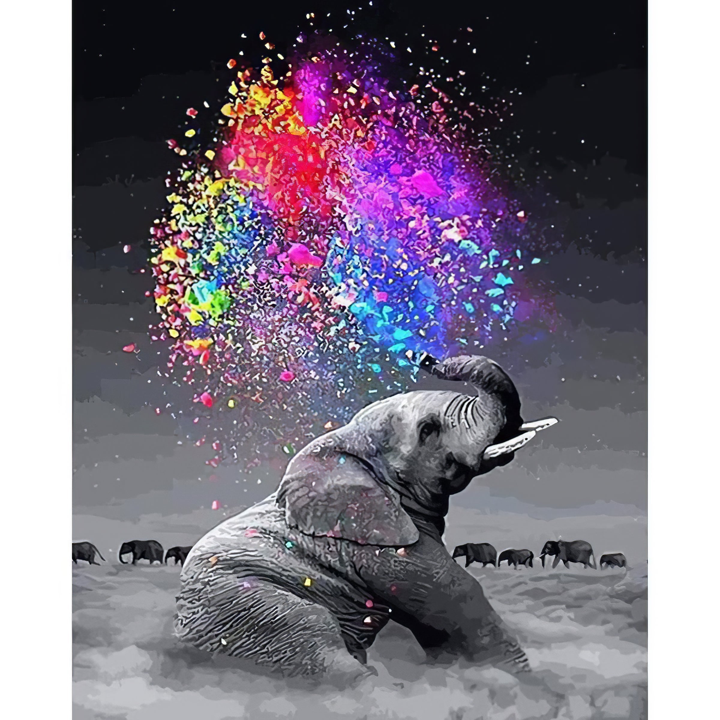 Una pintura de diamantes llamado 'Elefante abstracto' - Meencantalapinturadediamantes