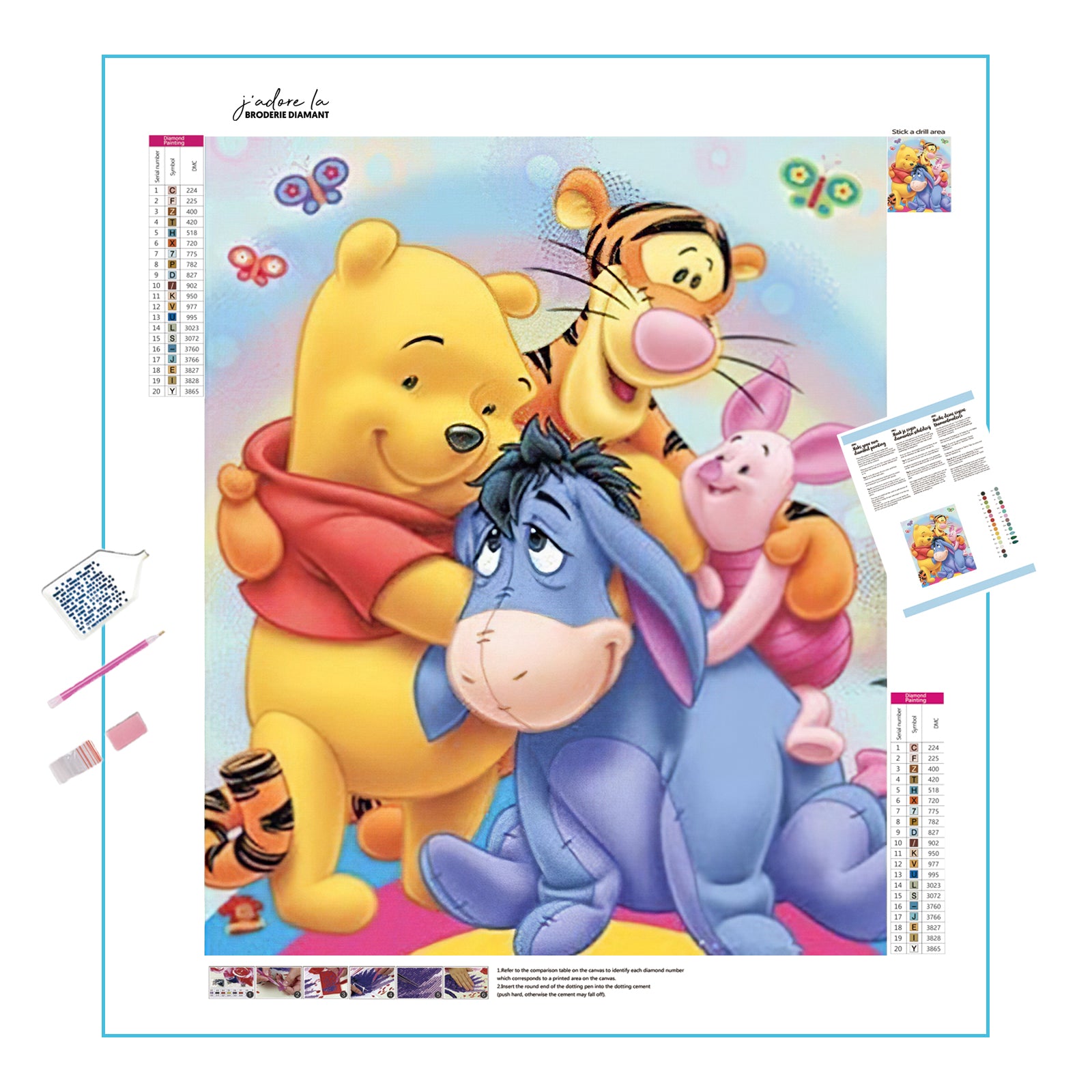 Una pintura de diamantes llamado 'La familia Winnie Pooh' - Meencantalapinturadediamantes