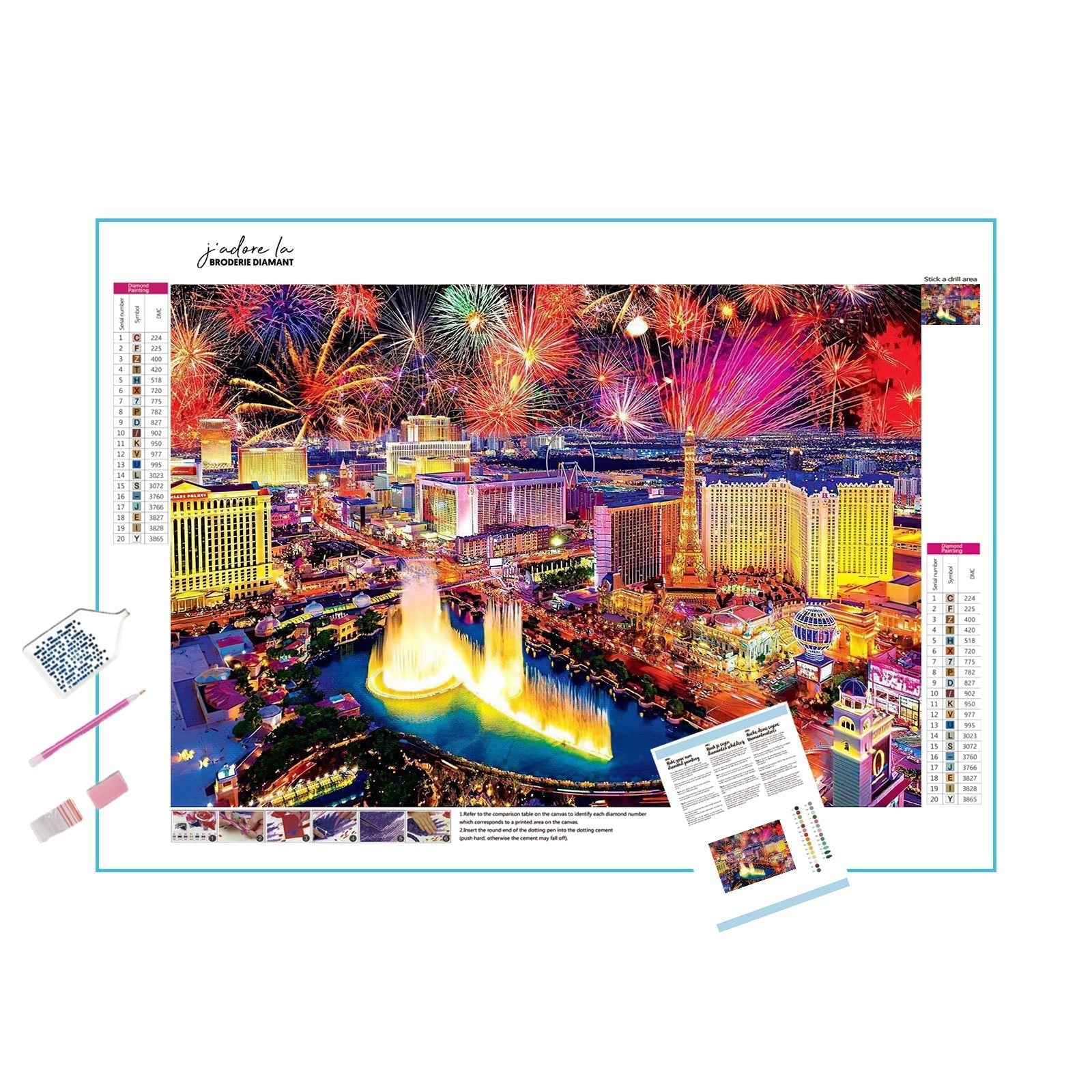 Una pintura de diamantes llamado 'Fuegos artificiales de la ciudad de Las Vegas' - Meencantalapinturadediamantes