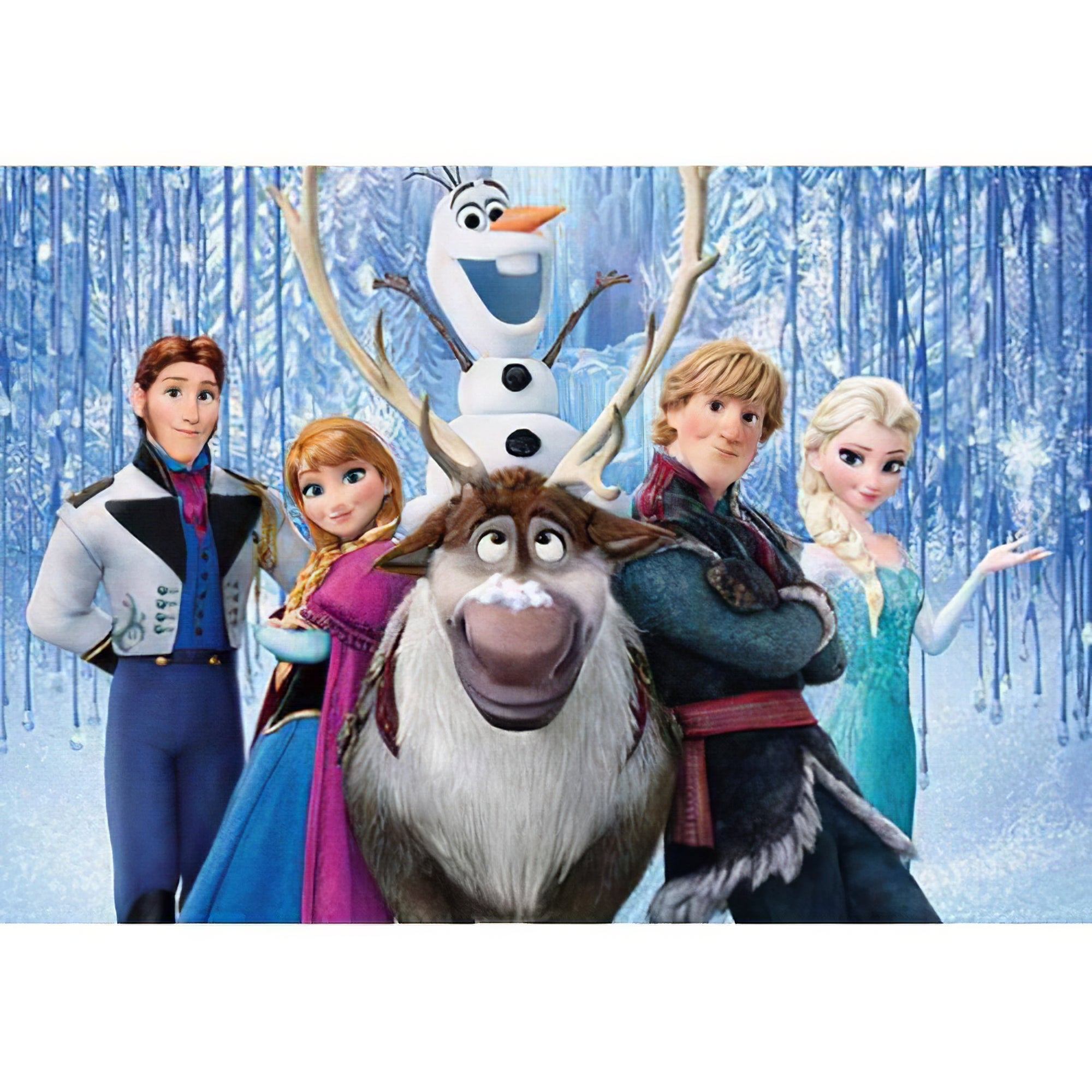 Un cuadro de diamantes con una foto grupal de los personajes de Frozen.