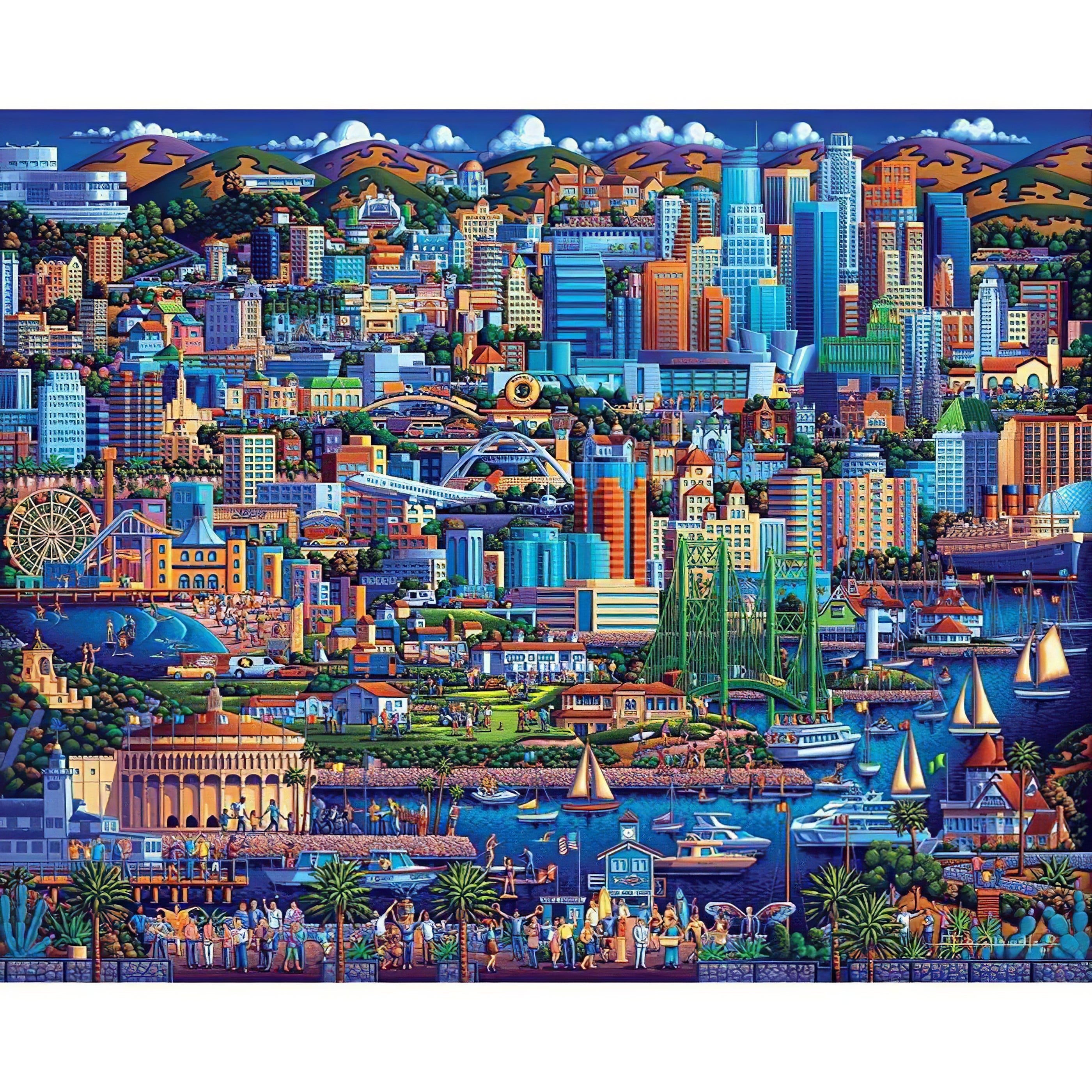 Una pintura de diamantes llamado 'Horizonte de la ciudad de Los Ángeles' - Meencantalapinturadediamantes