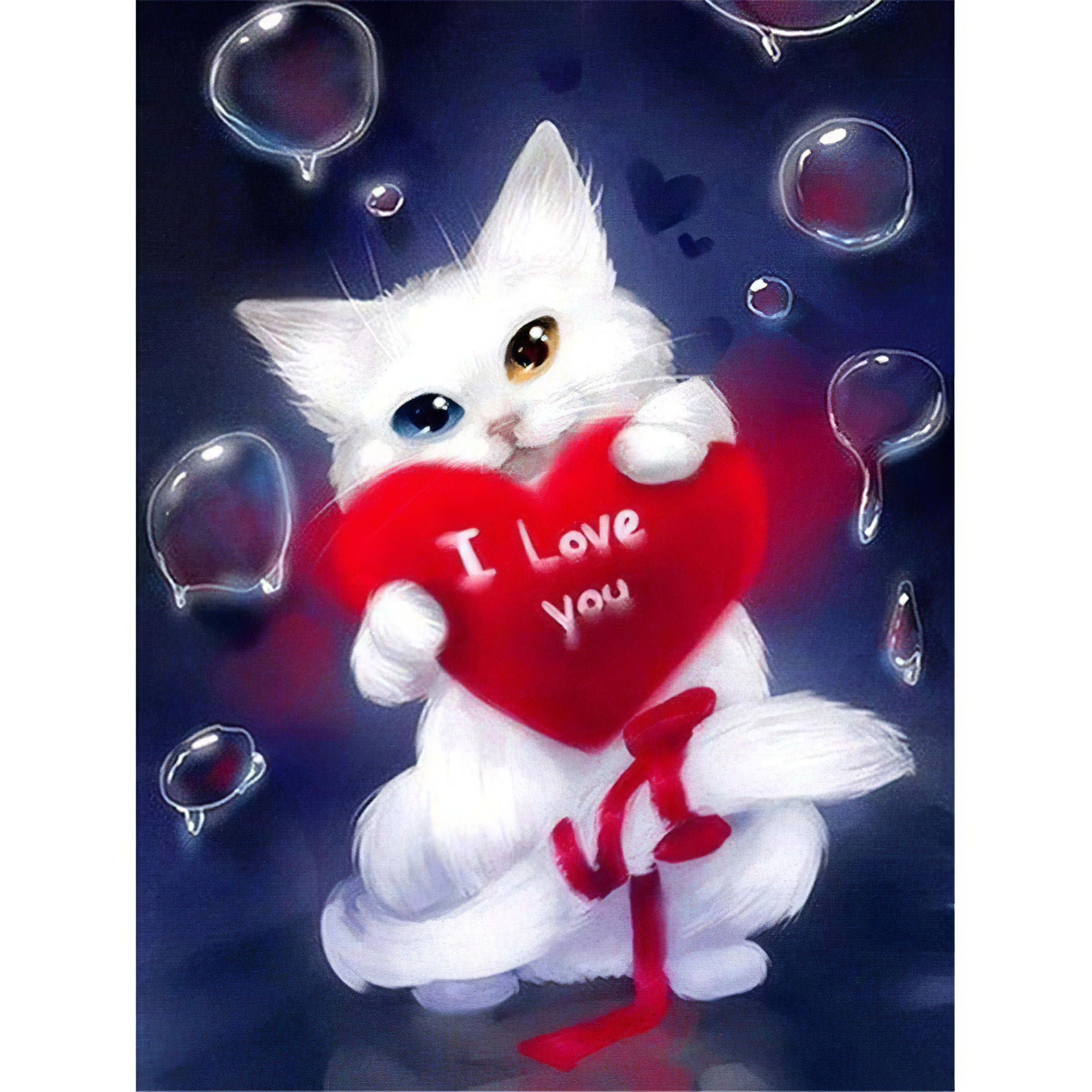 Una pintura de diamantes llamado 'Gato te amo' - Meencantalapinturadediamantes