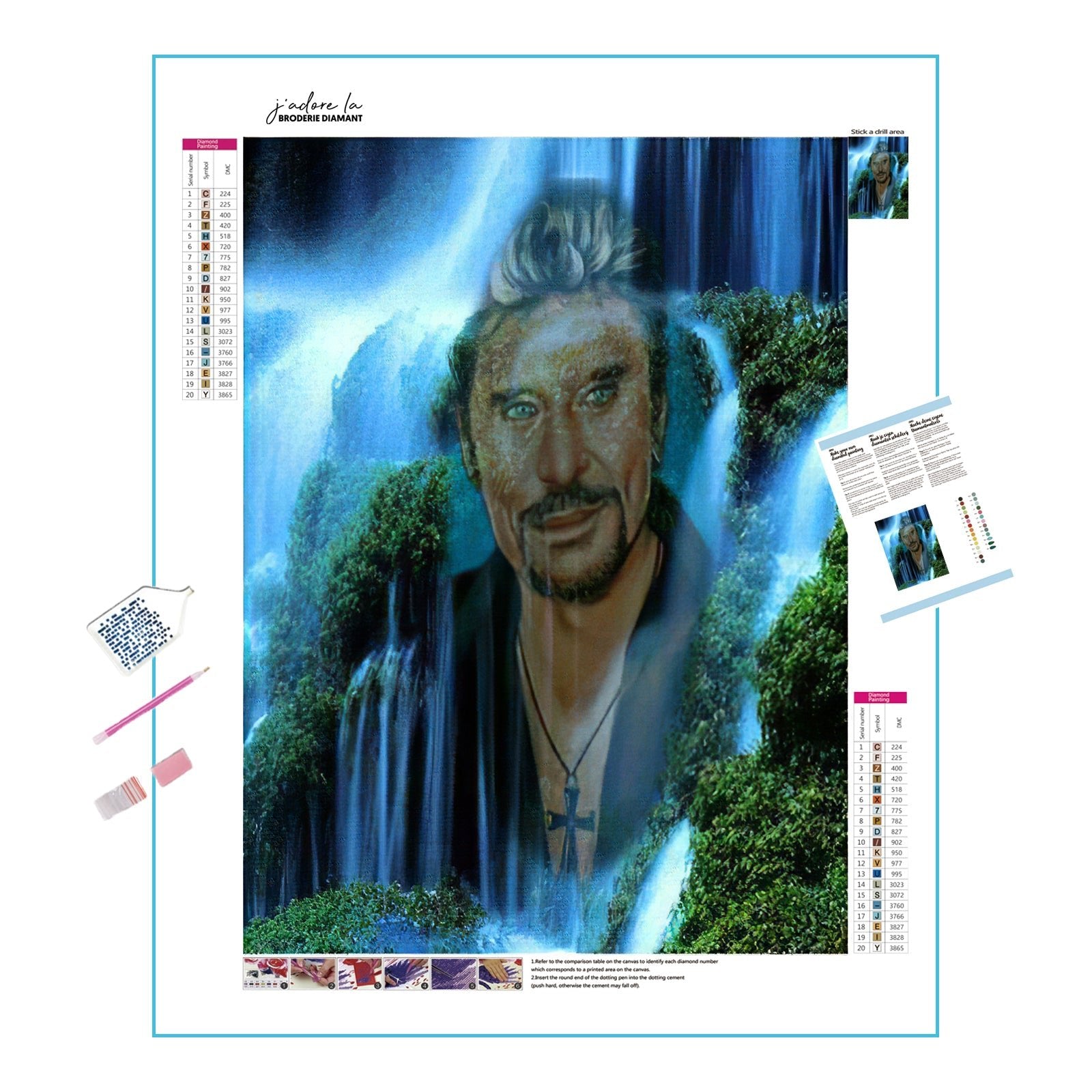 Una pintura de diamantes llamado 'Johnny Hallyday' - Meencantalapinturadediamantes