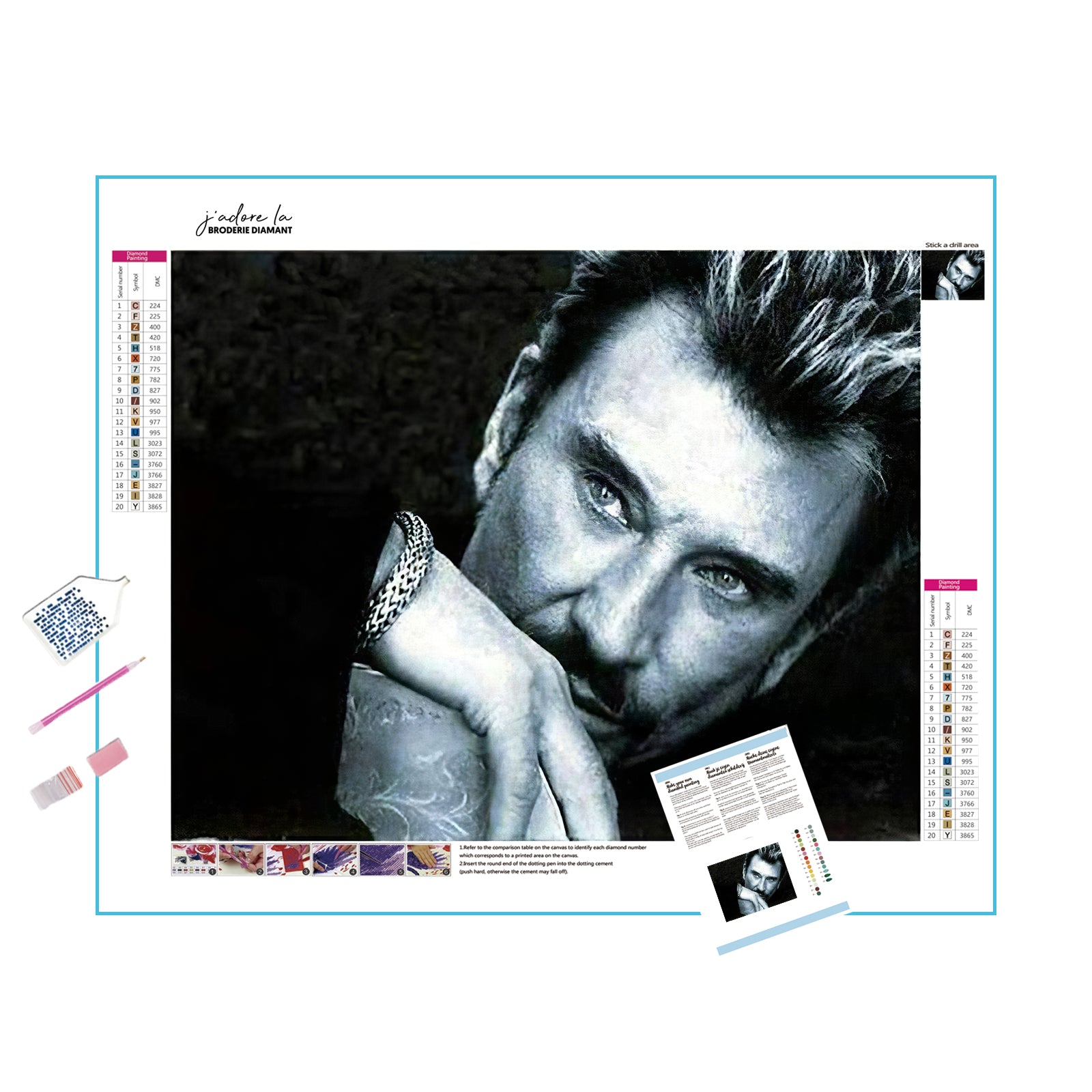 Una pintura de diamantes llamado 'Johnny Hallyday' - Meencantalapinturadediamantes