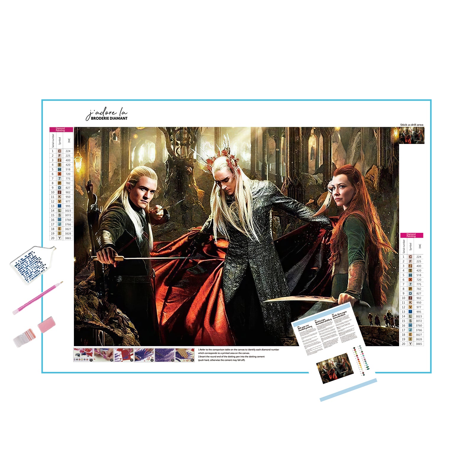 Una pintura de diamantes llamado 'Legolas, Tauriel y Thranduil de El Hobbit' - Meencantalapinturadediamantes