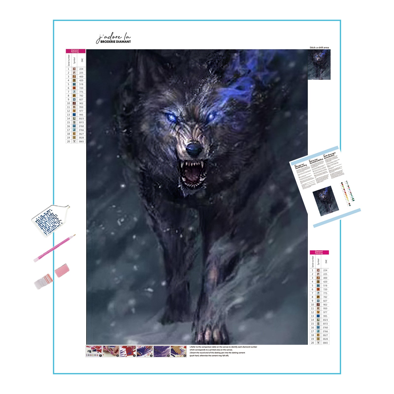 Una pintura de diamantes llamado 'Lobo enojado' - Meencantalapinturadediamantes