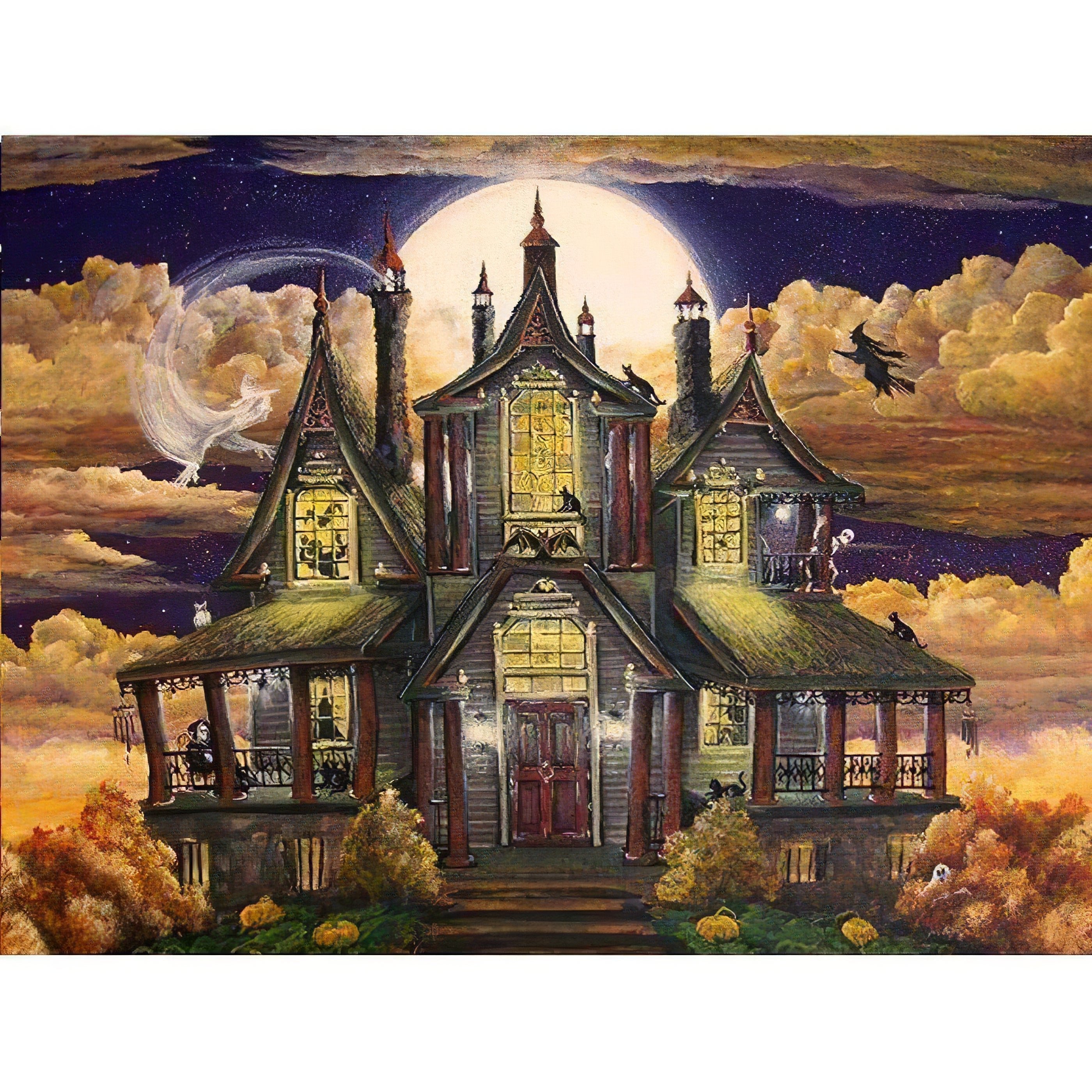 Una pintura de diamantes llamado 'Casa de Halloween' - Meencantalapinturadediamantes