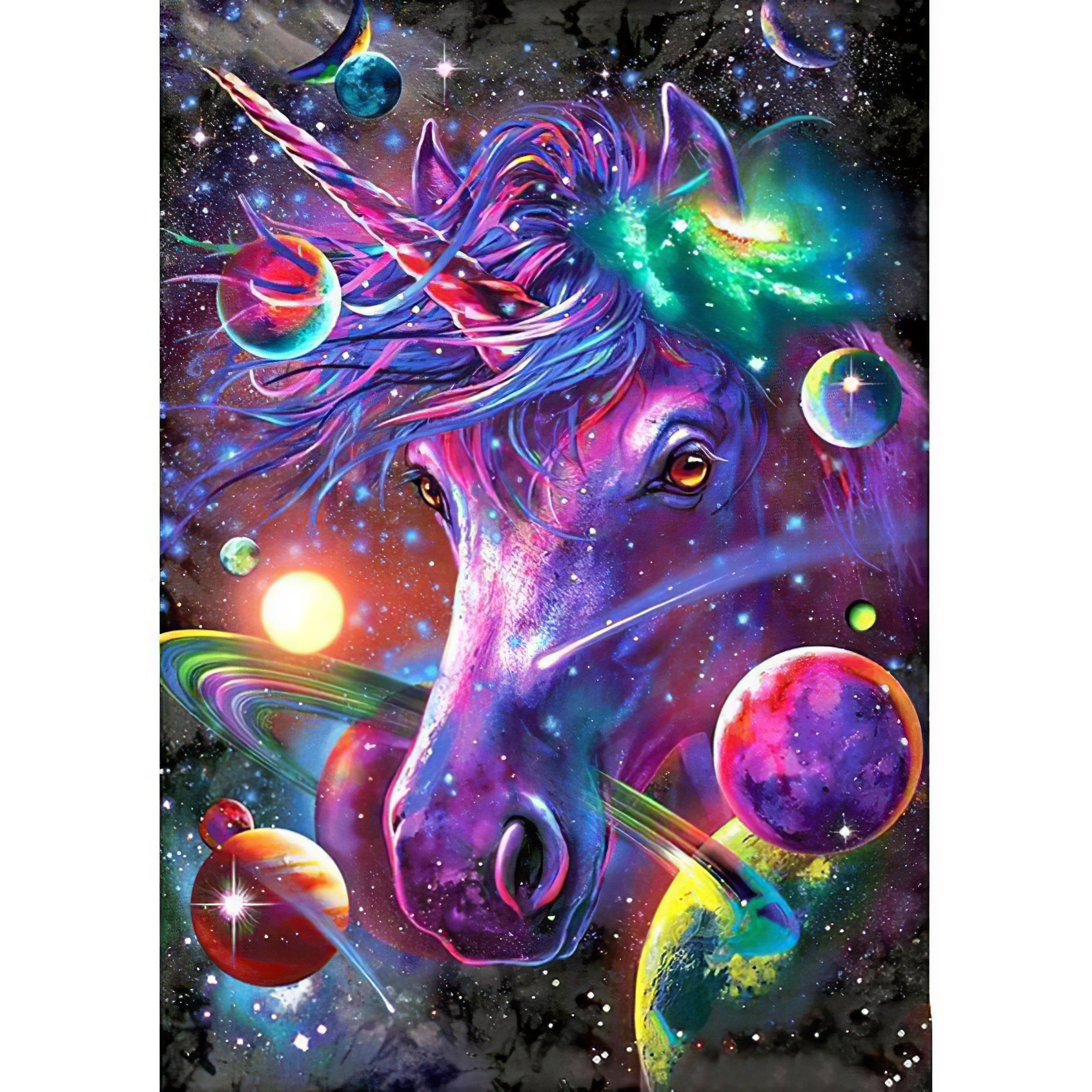 Una pintura de diamantes llamado 'Colorido universo unicornio' - Meencantalapinturadediamantes