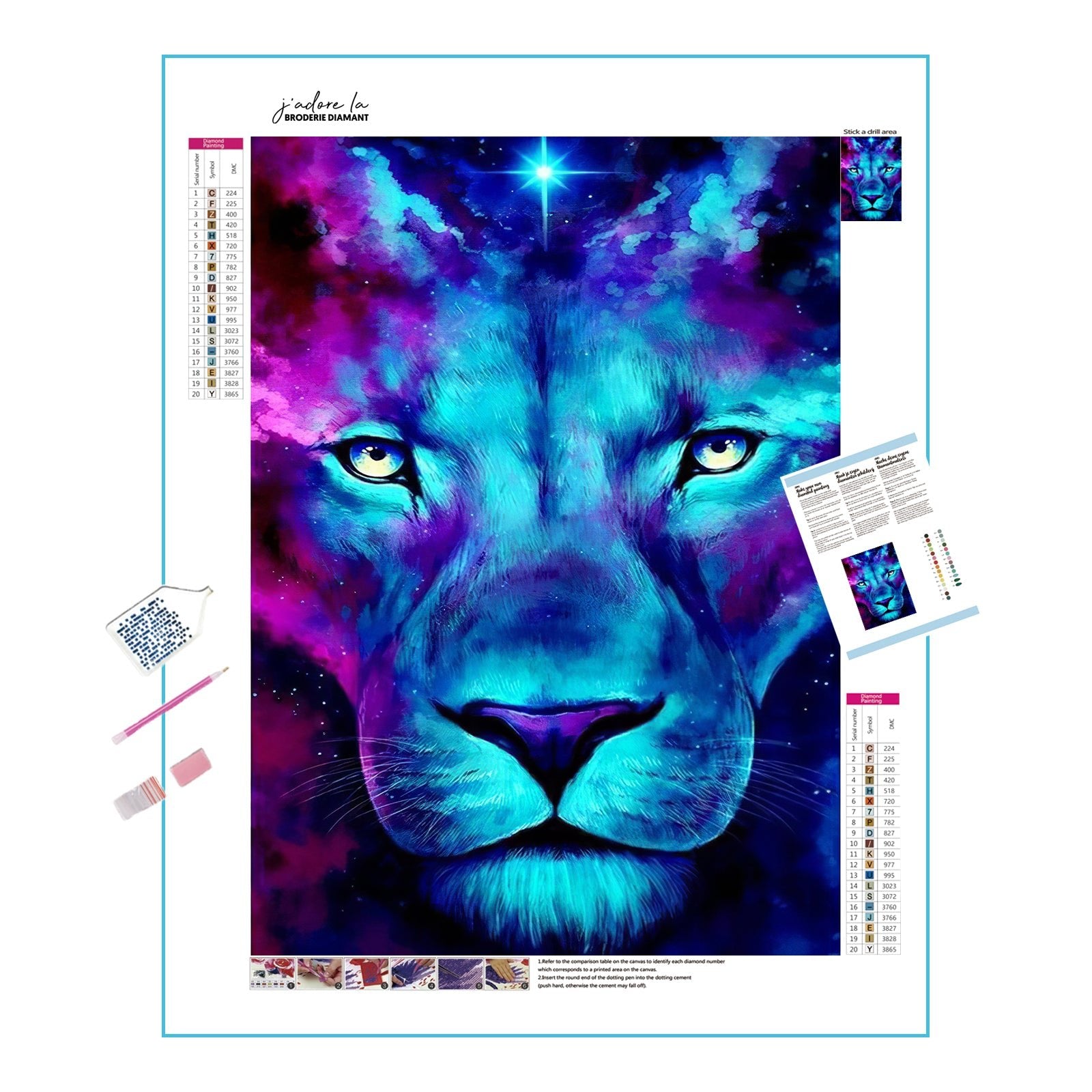 Una pintura de diamantes llamado 'León azul' - Meencantalapinturadediamantes