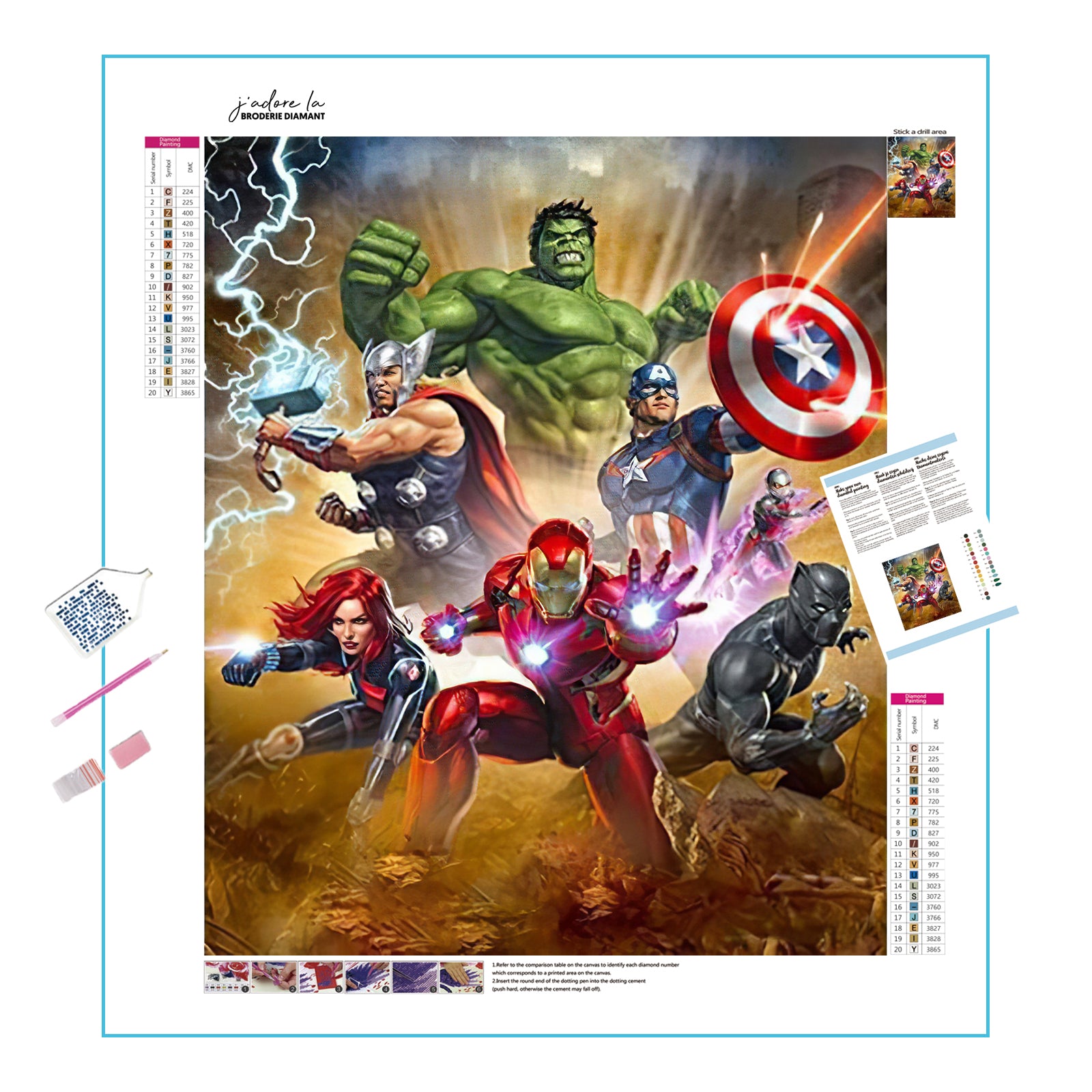 Una pintura de diamantes llamado 'Marvel Avengers' - Meencantalapinturadediamantes