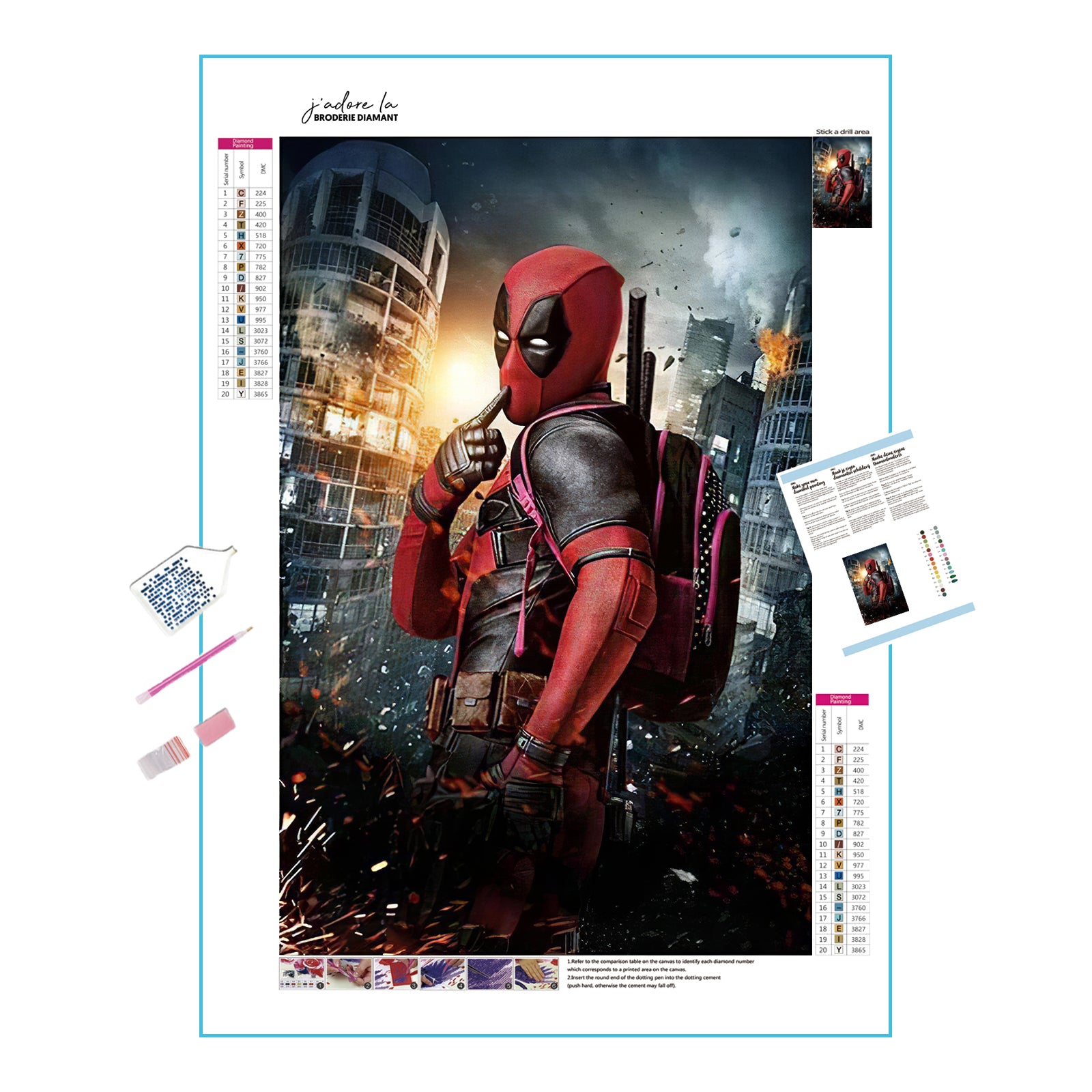 Una pintura de diamantes llamado 'Marvel Deadpool' - Meencantalapinturadediamantes