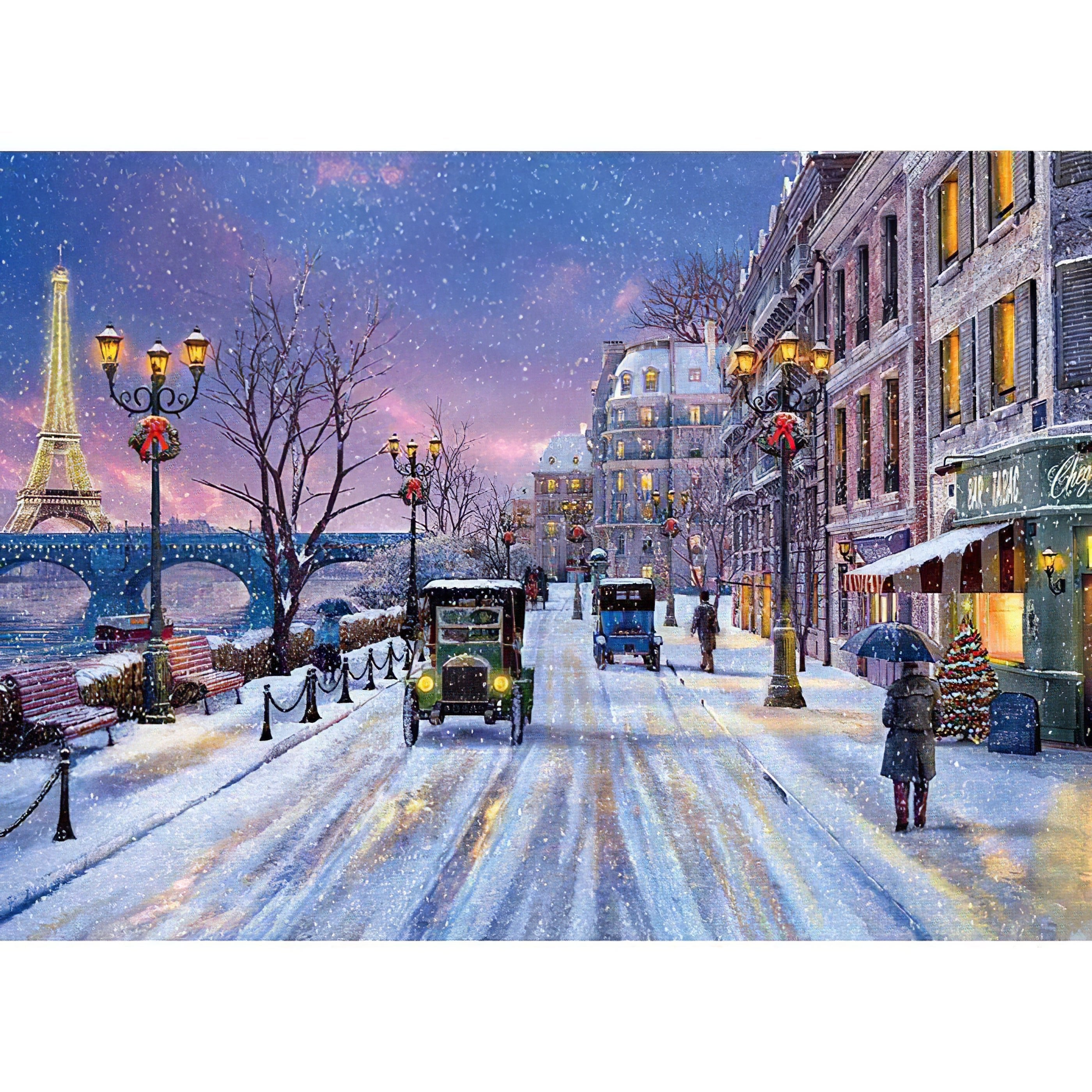 Una pintura de diamantes llamado 'Navidad Invierno en una calle de París' - Meencantalapinturadediamantes