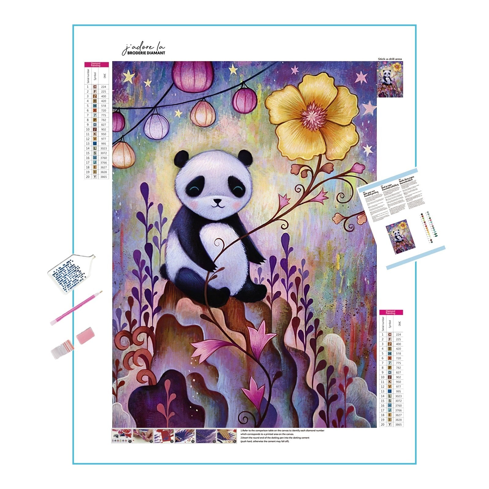 Una pintura de diamantes llamado 'Flor panda' - Meencantalapinturadediamantes