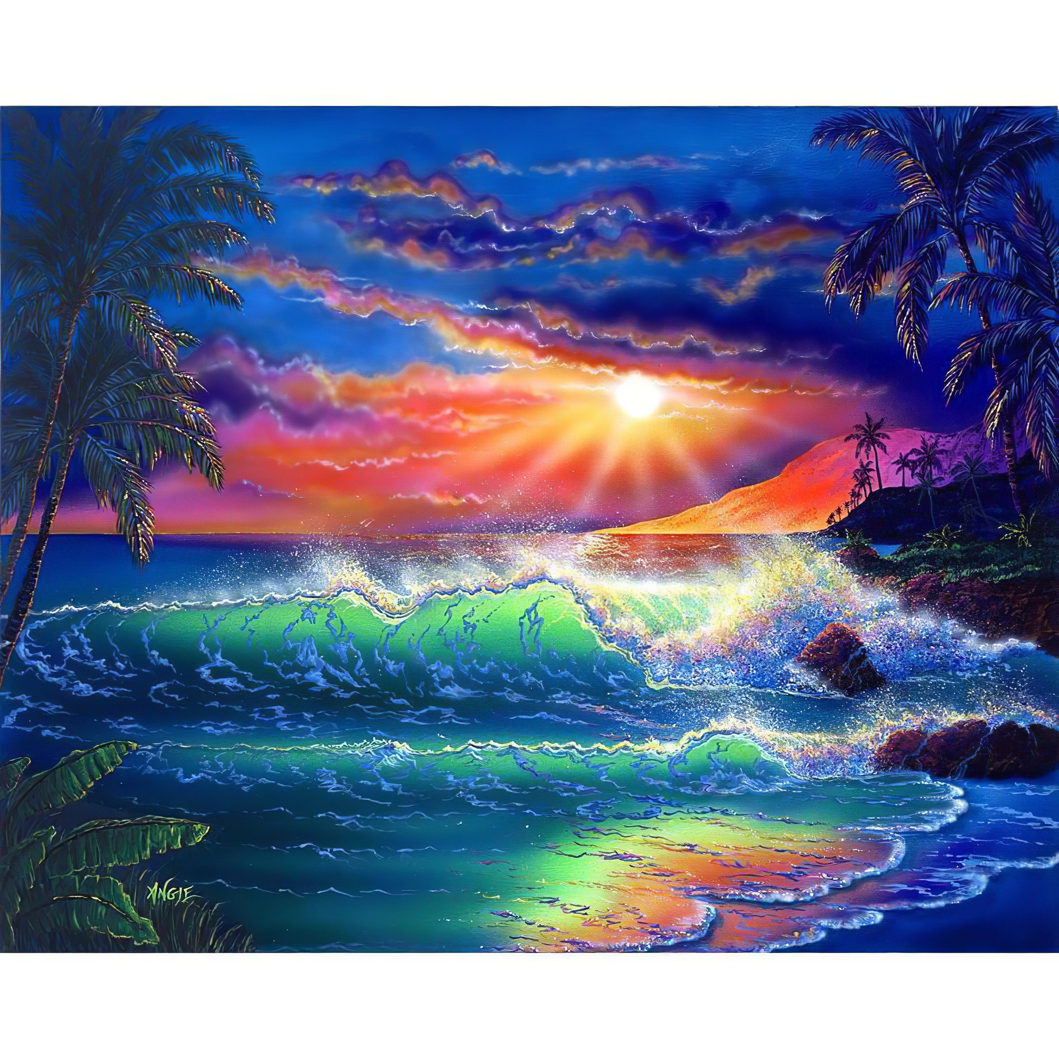 Una pintura de diamantes llamado 'Isla paraiso' - Meencantalapinturadediamantes