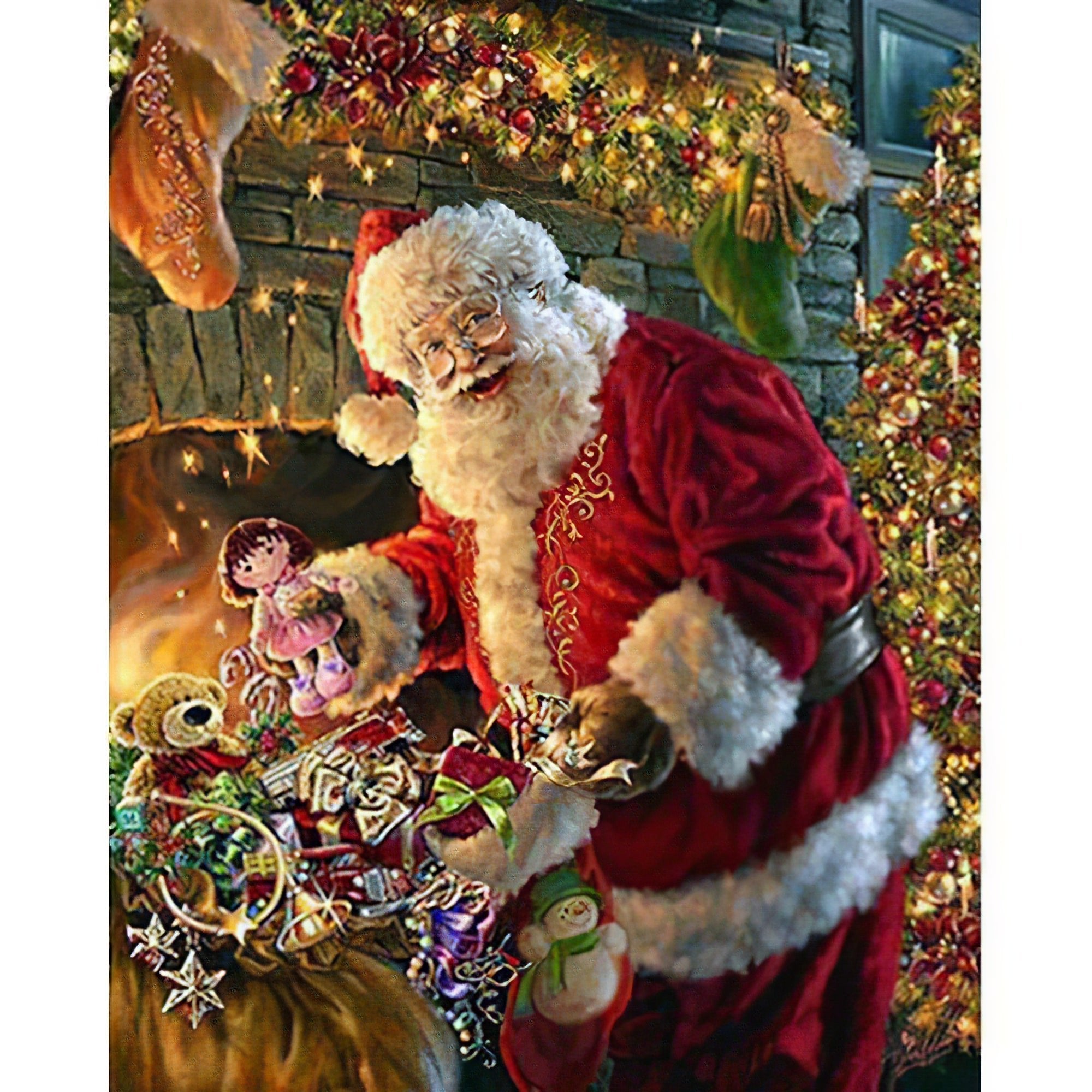 Una pintura de diamantes llamado 'Papá Noel con muchos regalos.' - Meencantalapinturadediamantes