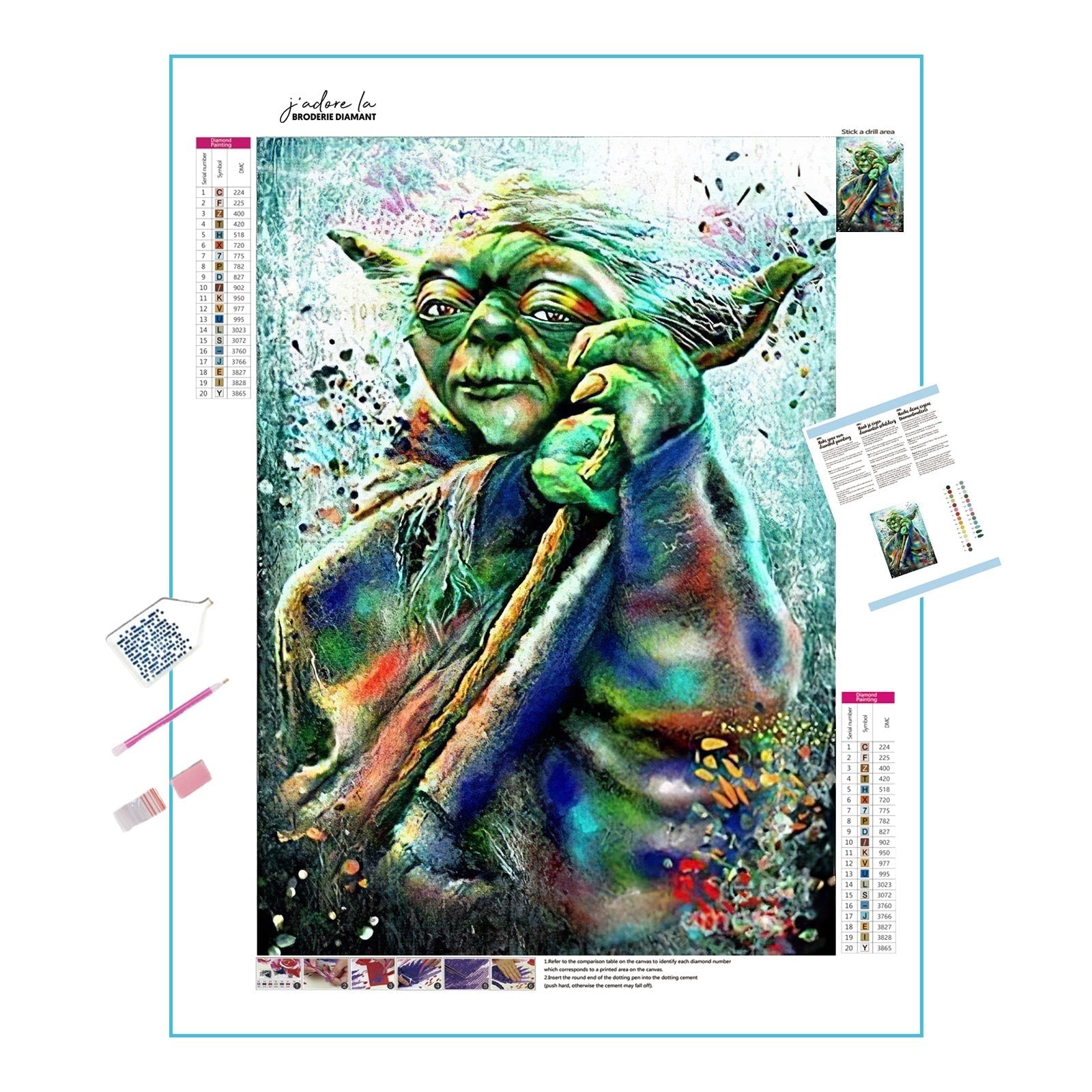 Una pintura de diamantes llamado 'Star Wars Master Yoda' - Meencantalapinturadediamantes