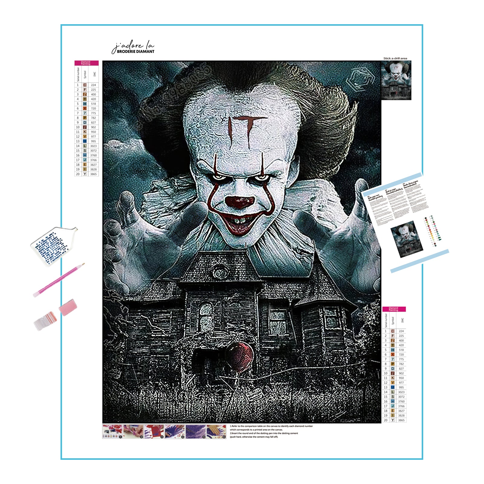 Una pintura de diamantes llamado 'TI Pennywise' - Meencantalapinturadediamantes