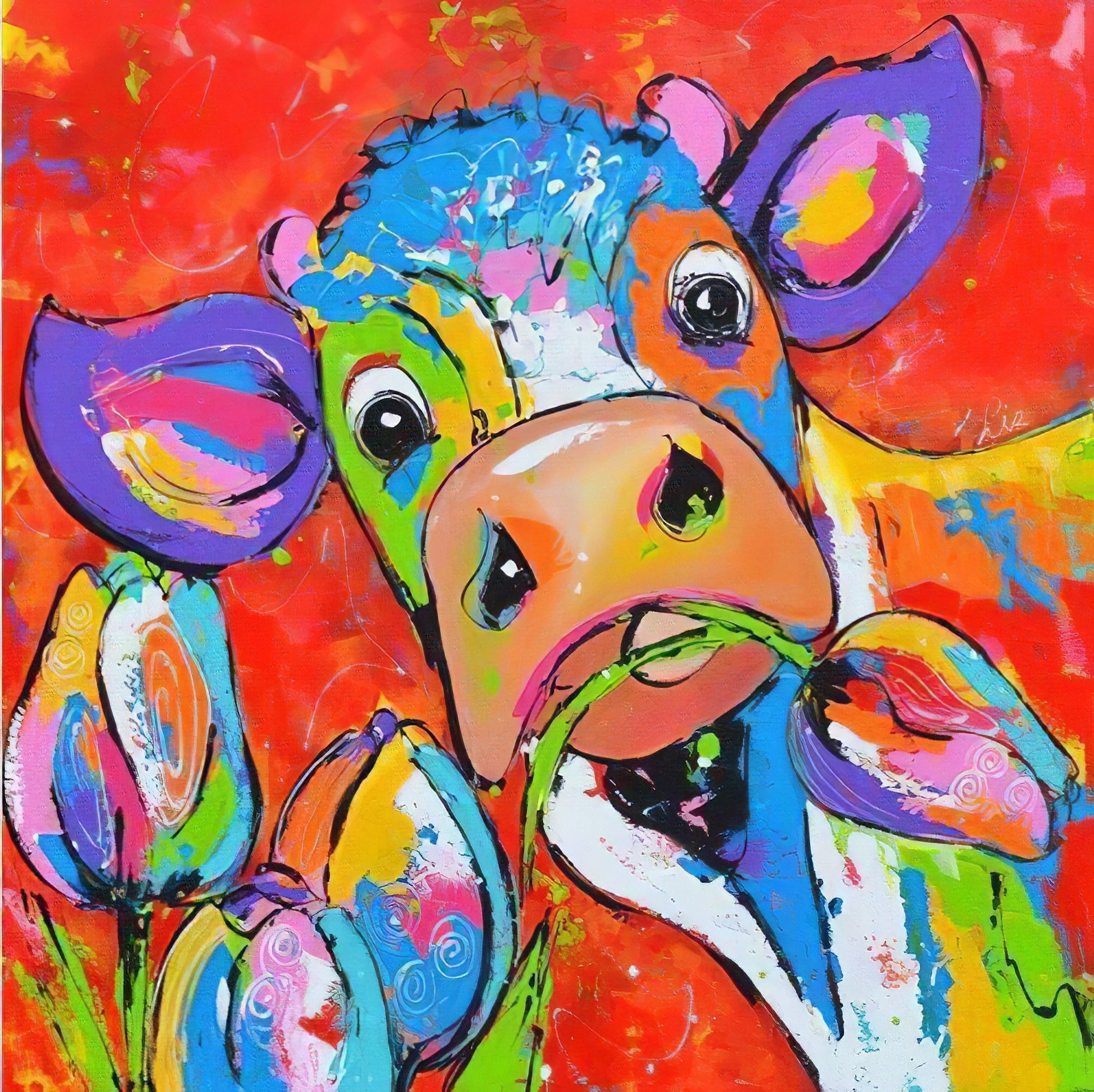 Una pintura de diamantes llamado 'Vache colorée' - Meencantalapinturadediamantes