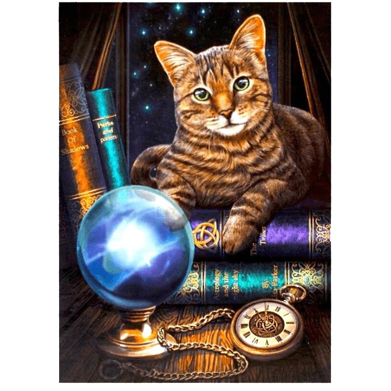 Una pintura de diamantes llamado 'Gato Mago Bola Mágica' - Meencantalapinturadediamantes