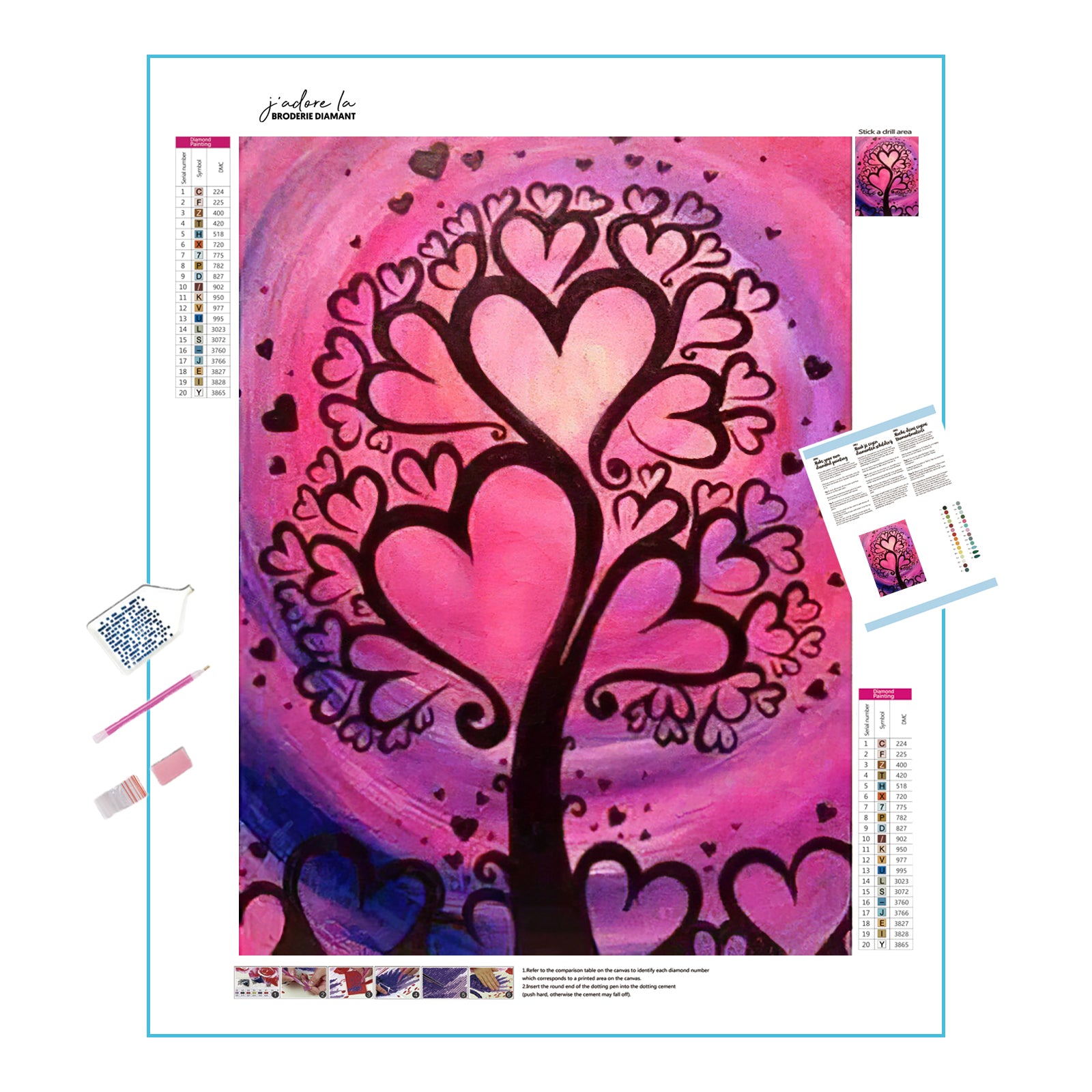 Una pintura de diamantes llamado 'árbol del amor' - Meencantalapinturadediamantes