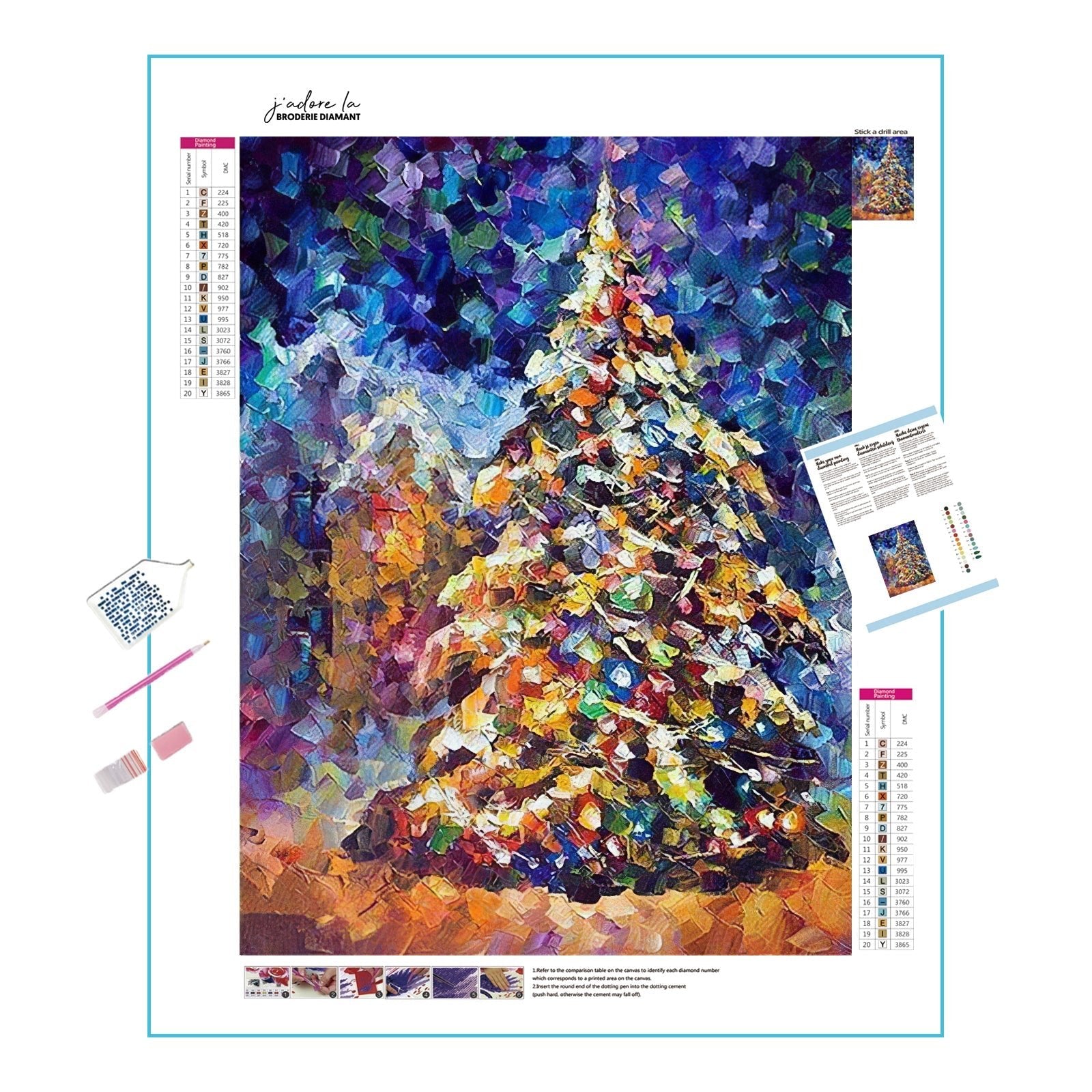 Una pintura de diamantes llamado 'Árbol de Navidad colorido' - Meencantalapinturadediamantes