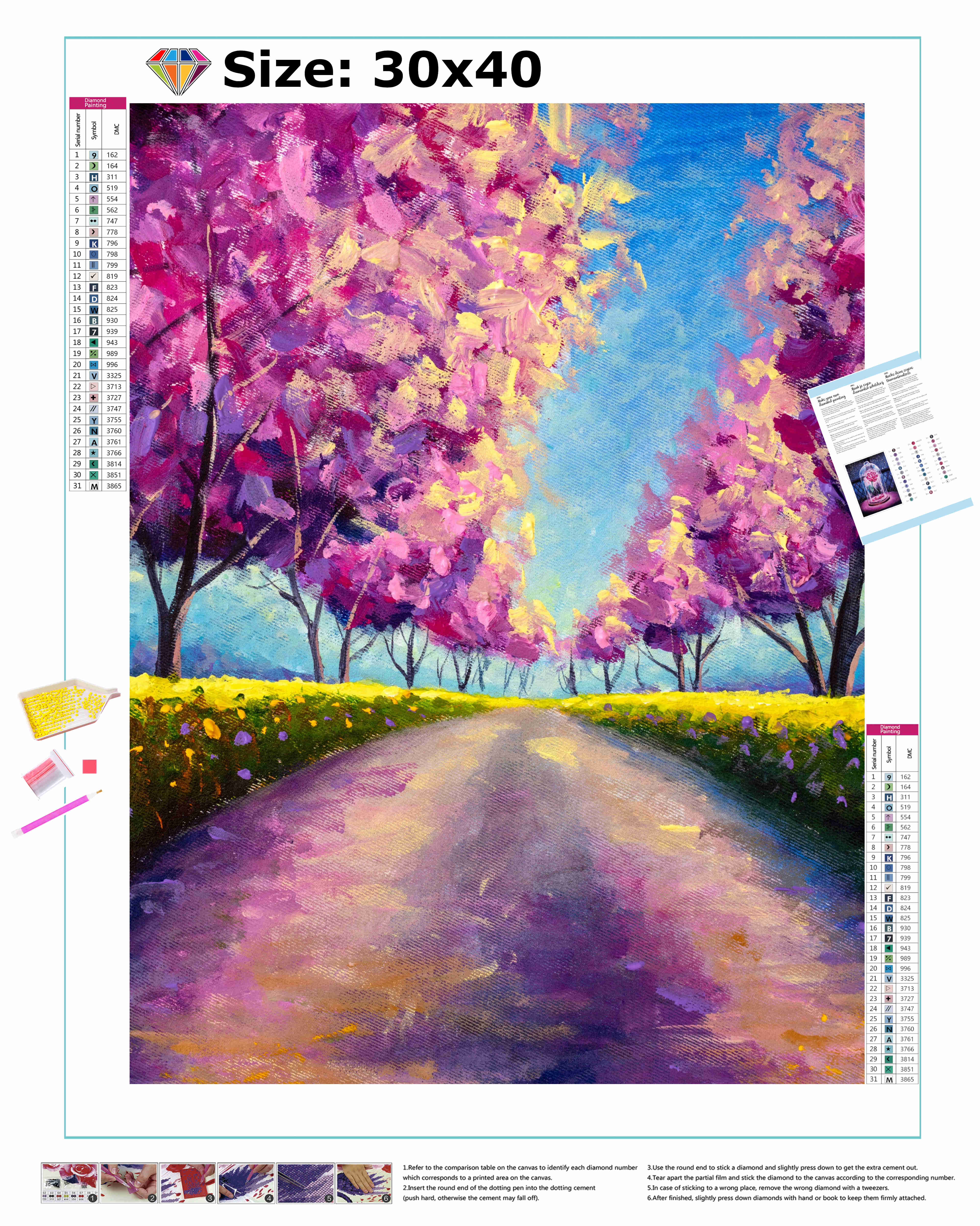 Una pintura de diamantes llamado 'Pintura de Flores de Cerezo Sakura' - Meencantalapinturadediamantes