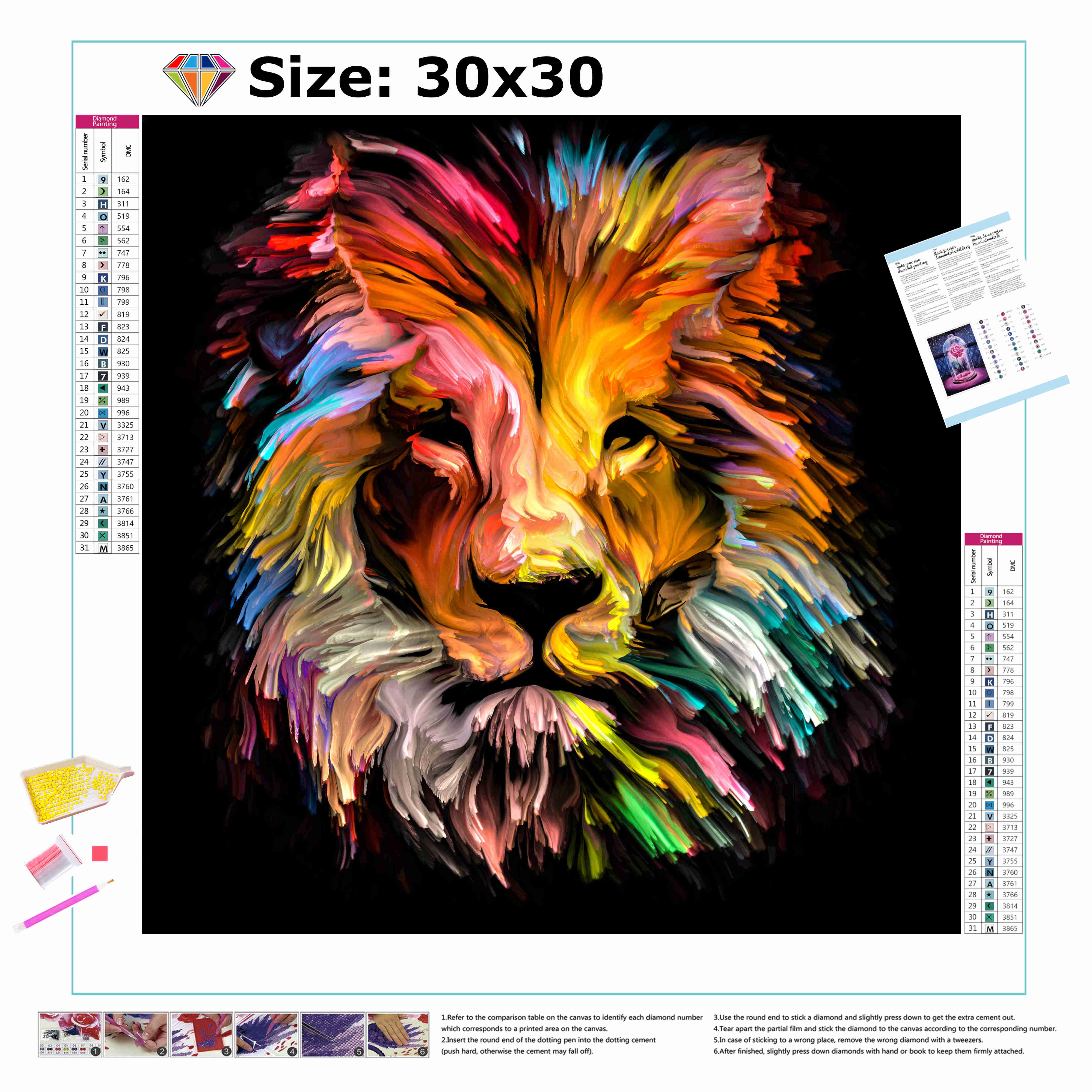 Una pintura de diamantes llamado 'Pintura De León' - Meencantalapinturadediamantes
