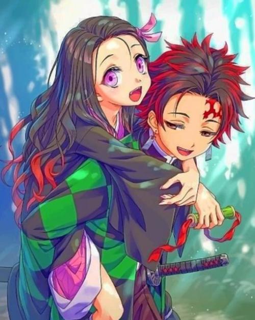 Una pintura de diamantes llamado 'Kimetsu no Yaiba - Foto grupal de los hermanos de la familia Kamado' - Meencantalapinturadediamantes