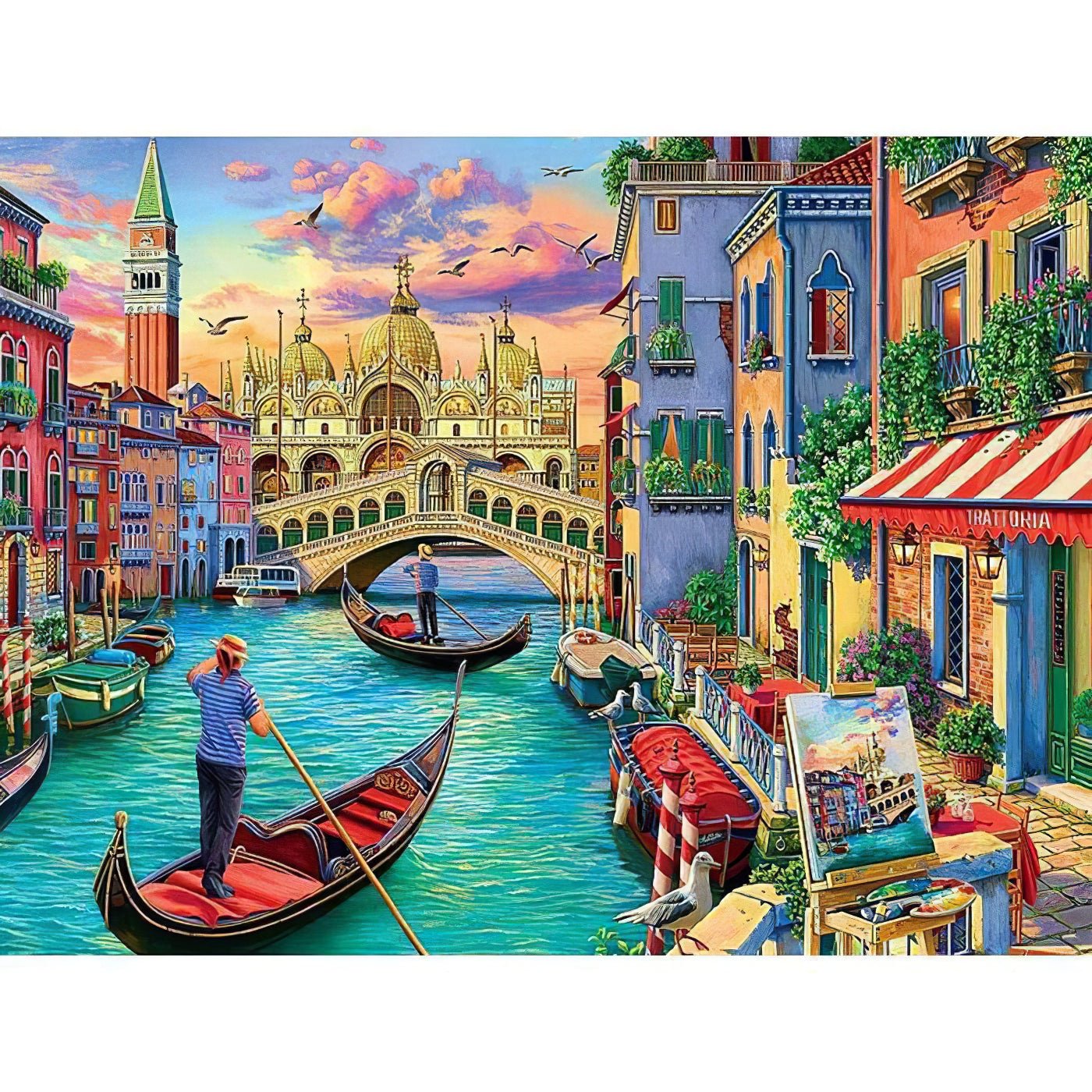 Una pintura de diamantes llamado 'Canal de Venecia y barcos' - Meencantalapinturadediamantes