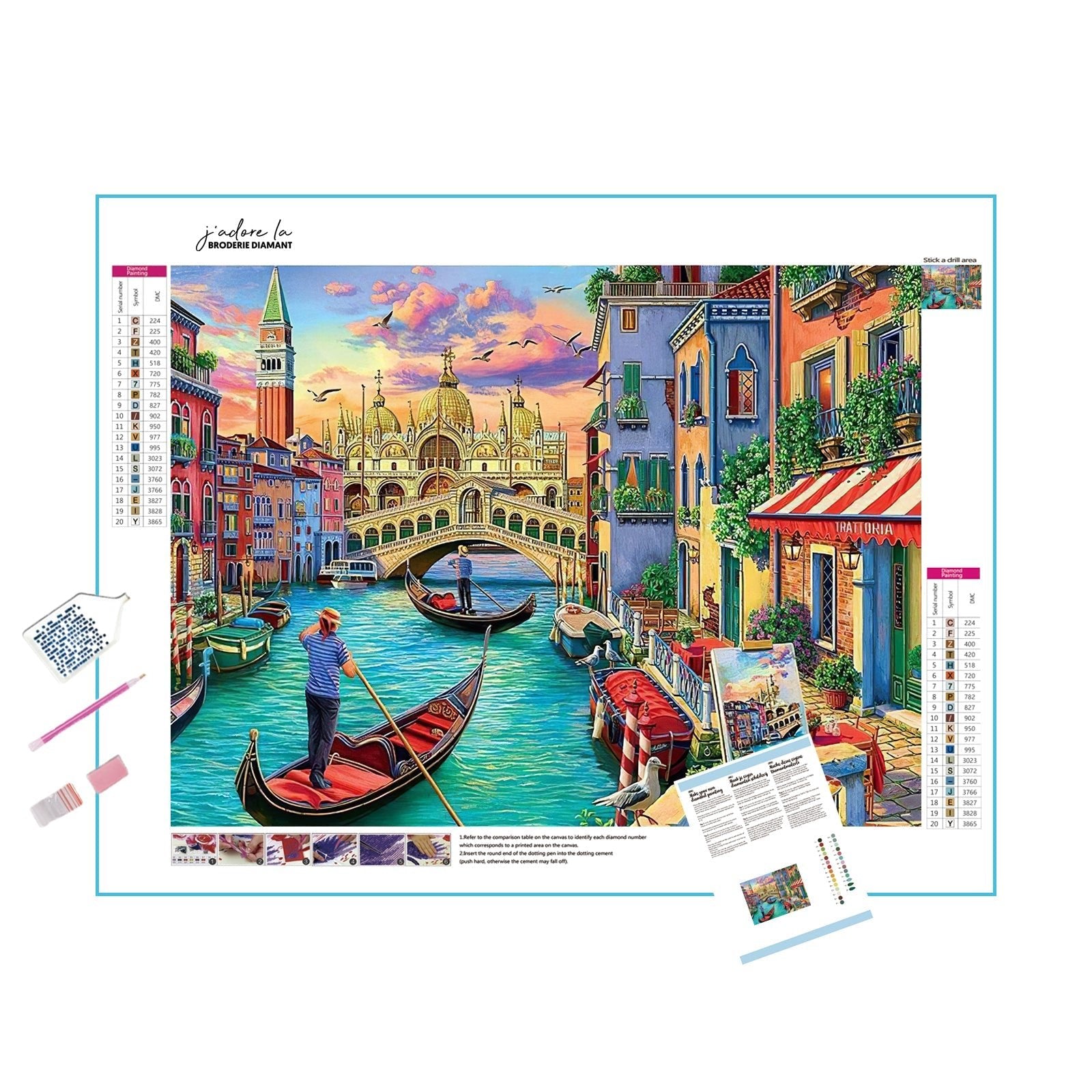 Una pintura de diamantes llamado 'Canal de Venecia y barcos' - Meencantalapinturadediamantes