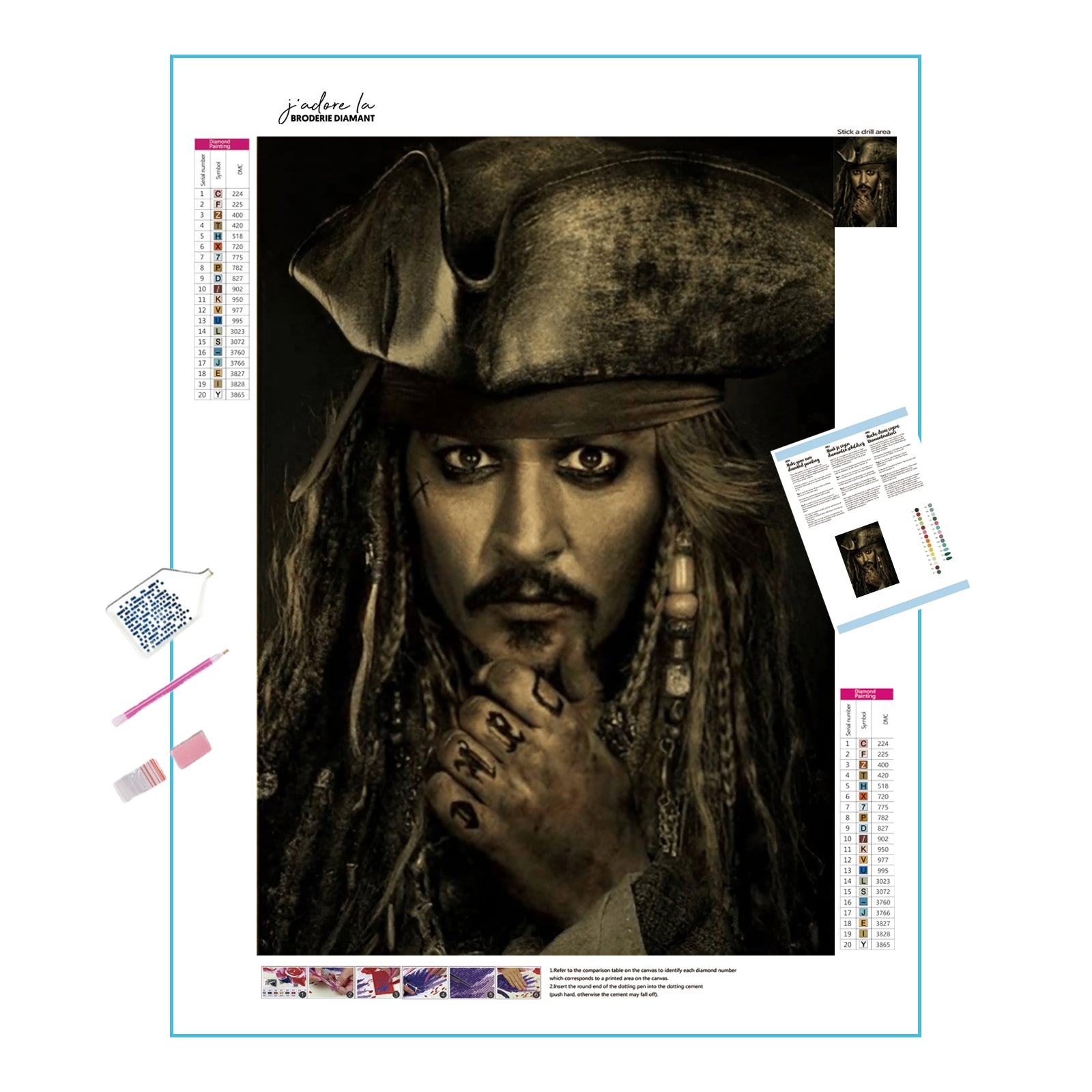 Una pintura de diamantes llamado 'Capitán Jack Sparrow' - Meencantalapinturadediamantes