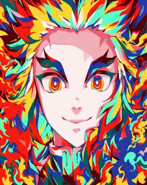 Una pintura de diamantes llamado 'Kimetsu no Yaiba - Rengoku Kyojuro' - Meencantalapinturadediamantes