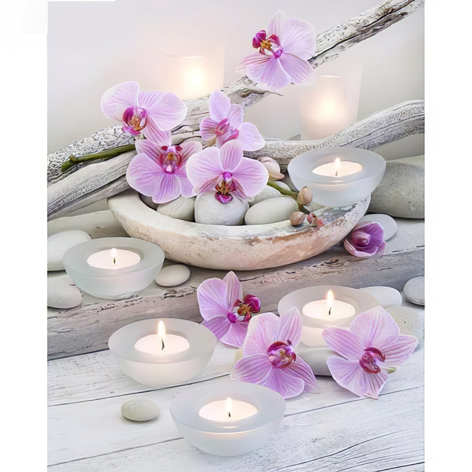 Diamond Painting - Ambiente Zen Orquídeas y Velas