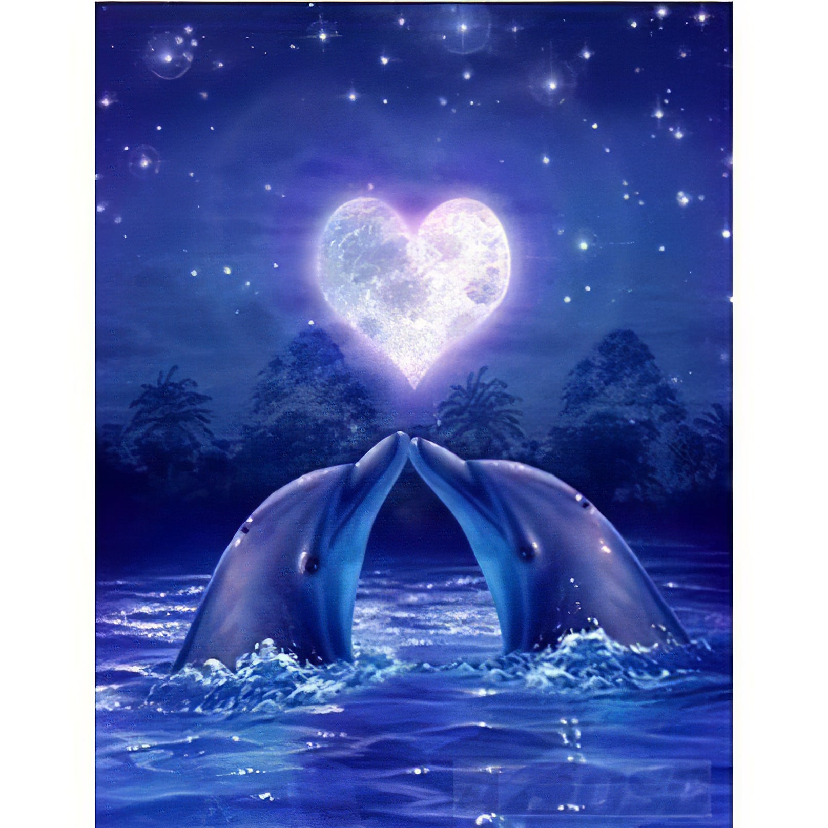 Una pintura de diamantes llamado 'Pareja de delfines enamorados' - Meencantalapinturadediamantes