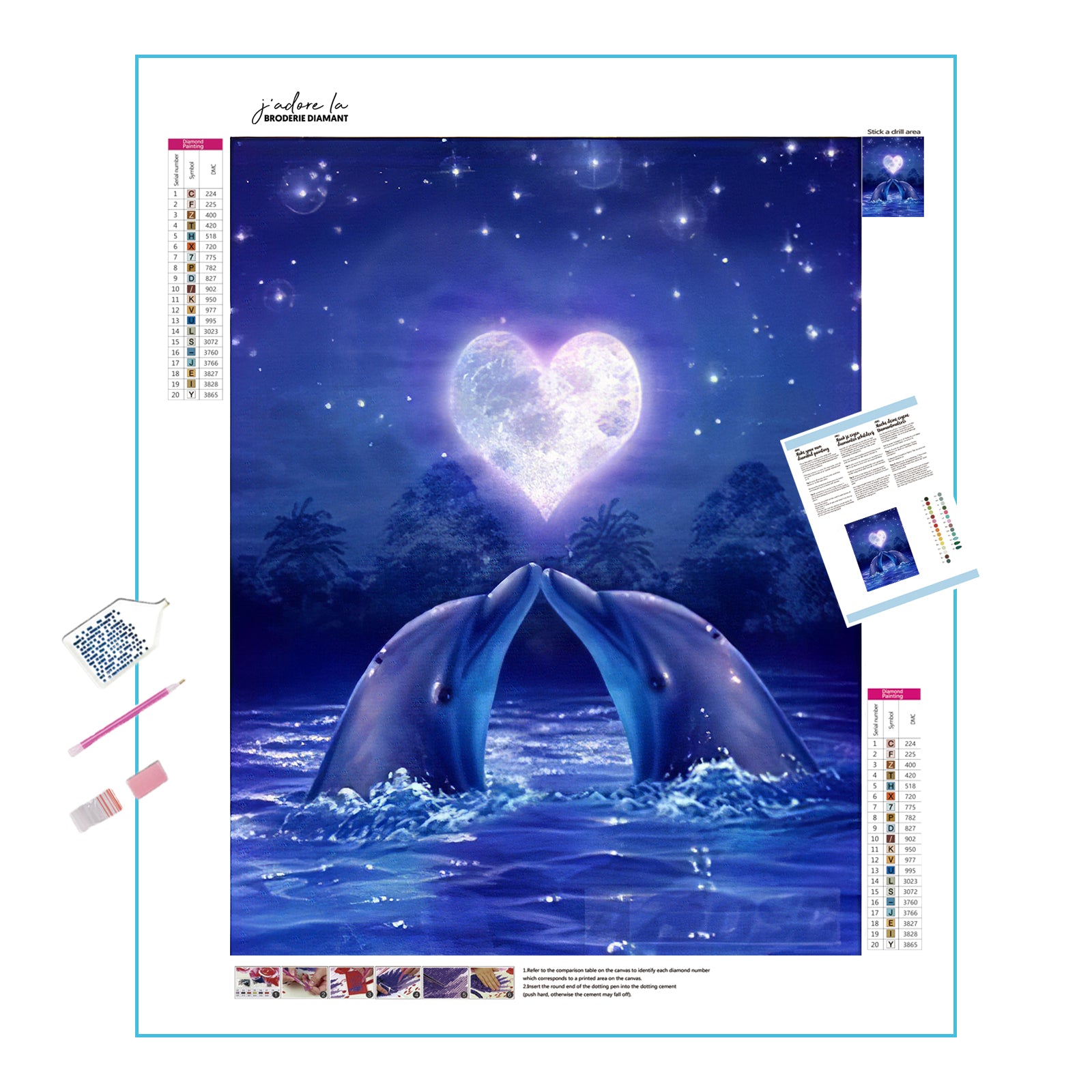 Una pintura de diamantes llamado 'Pareja de delfines enamorados' - Meencantalapinturadediamantes