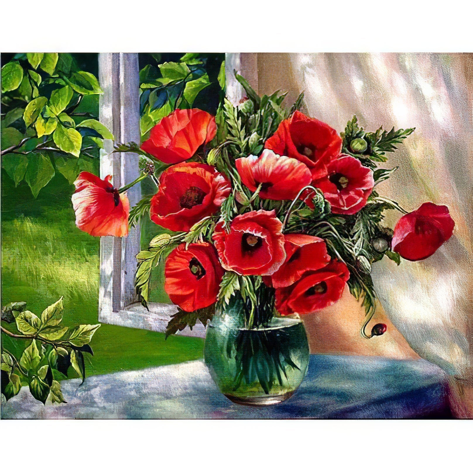 Diamond Painting - Flores rojas en un jarrón