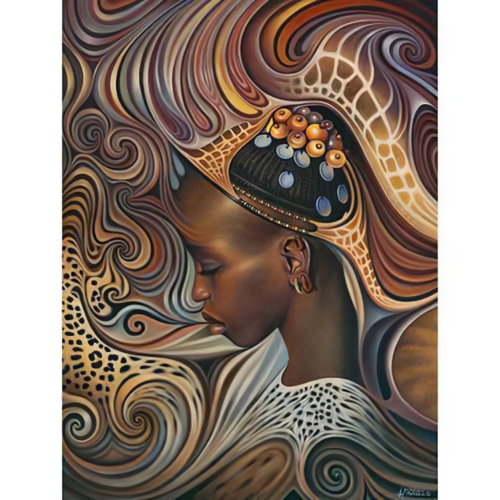 Una pintura de diamantes llamado 'Mujer africana en mosaico' - Meencantalapinturadediamantes