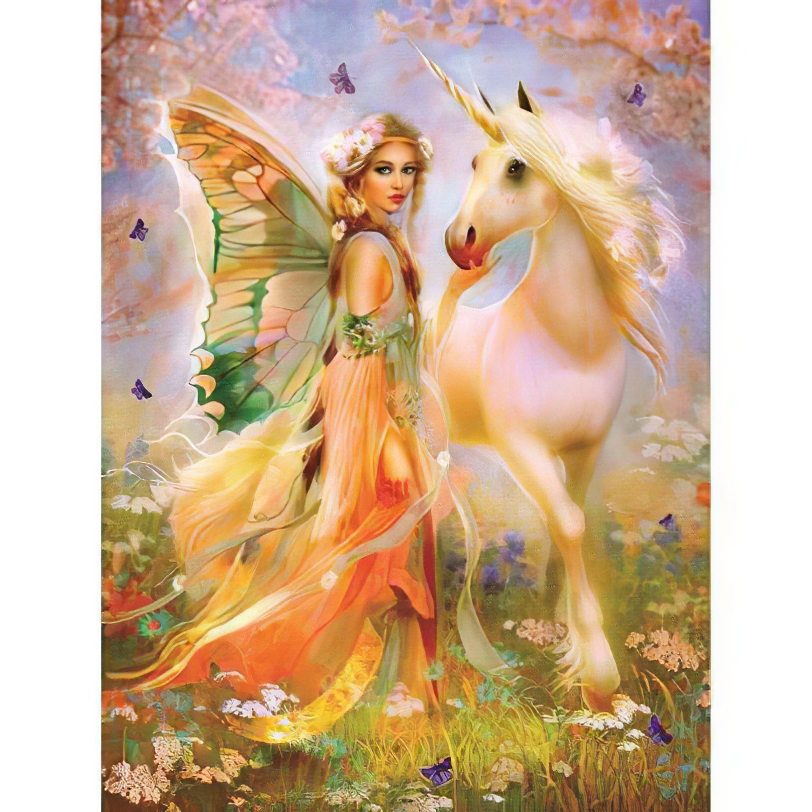 Una pintura de diamantes llamado 'Ángel y unicornio' - Meencantalapinturadediamantes